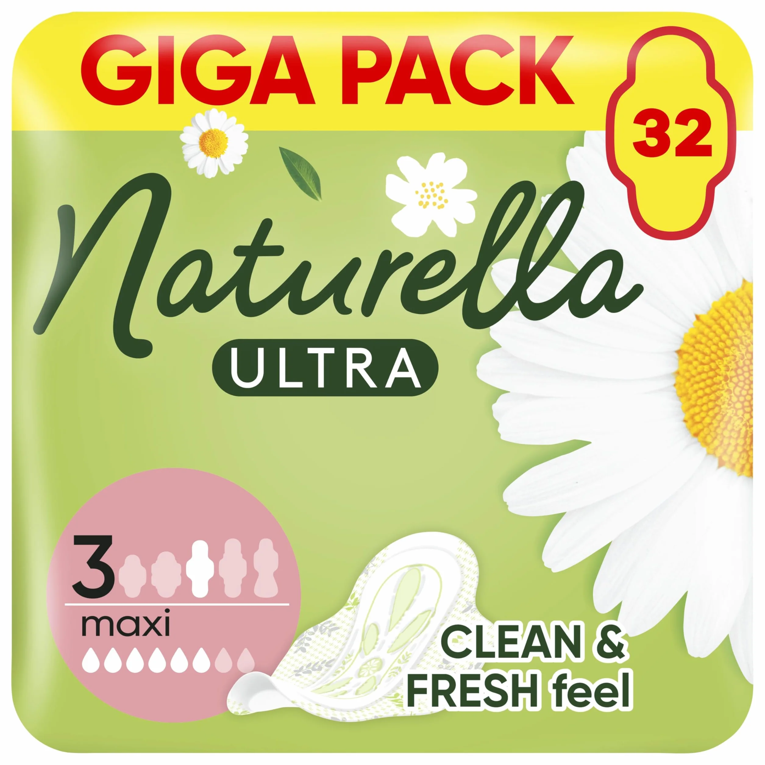 Naturella Ultra Mmaksymalny rozmiar podpaski ze skrzydełkami, נ32, uczucie czystości i świeżości