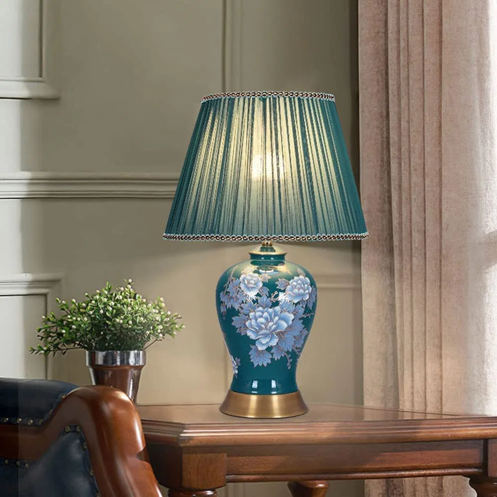 Lampa Stołowa Lampy Stołowe Do Salonu Ręcznie Robione Kwiatowe Ceramiczne Lampki Nocne Europejska Dekoracja Lampa Stołowa Stożkowy Klosz Bębnowy Dekoracja Do Salonu Lampy