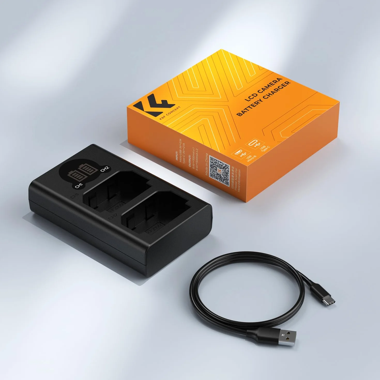 K&F Concept Ładowarka NP-FZ100 Dual Slot LED, Micro USB Type-C do Sony A7 III A7R III A9