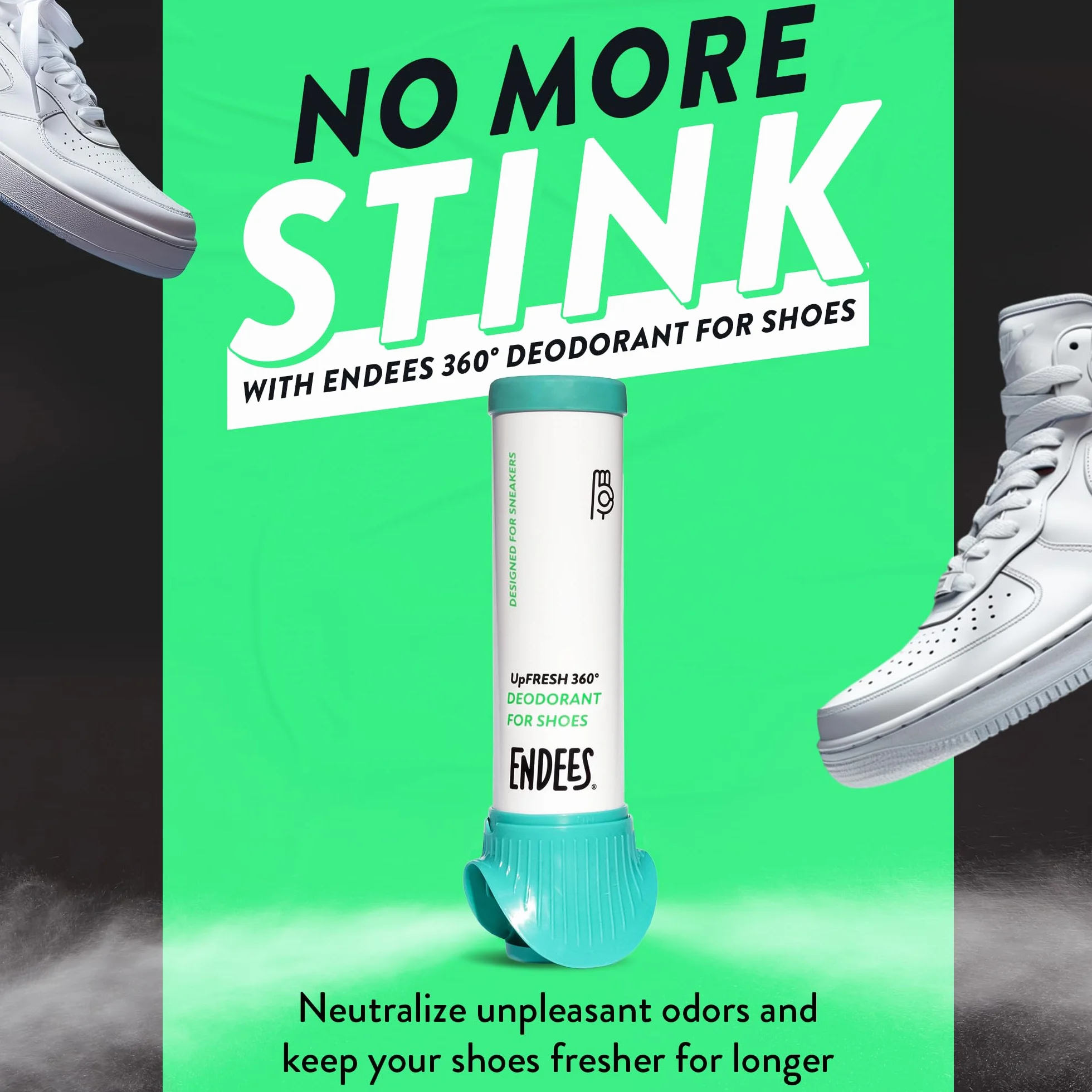 Endees – Dezodorant do Butów UpFresh 360° w Sprayu (100ml), Długotrwała Świeżość i Łatwa Aplikacja 360° – Zapach Unisex – Neutralizujący Dezodorant – na Codzień i Podczas Treningu