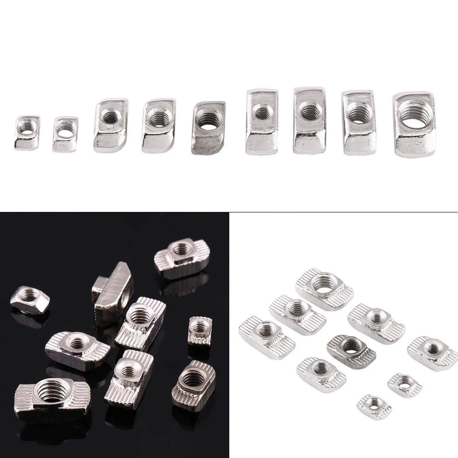 50 szt. nakrętka z łbem młota T-Slot T, ocynkowane zapięcie na nakrętkę ze stali węglowej do profilu aluminiowego (EU20-M4 * 10 * 6)