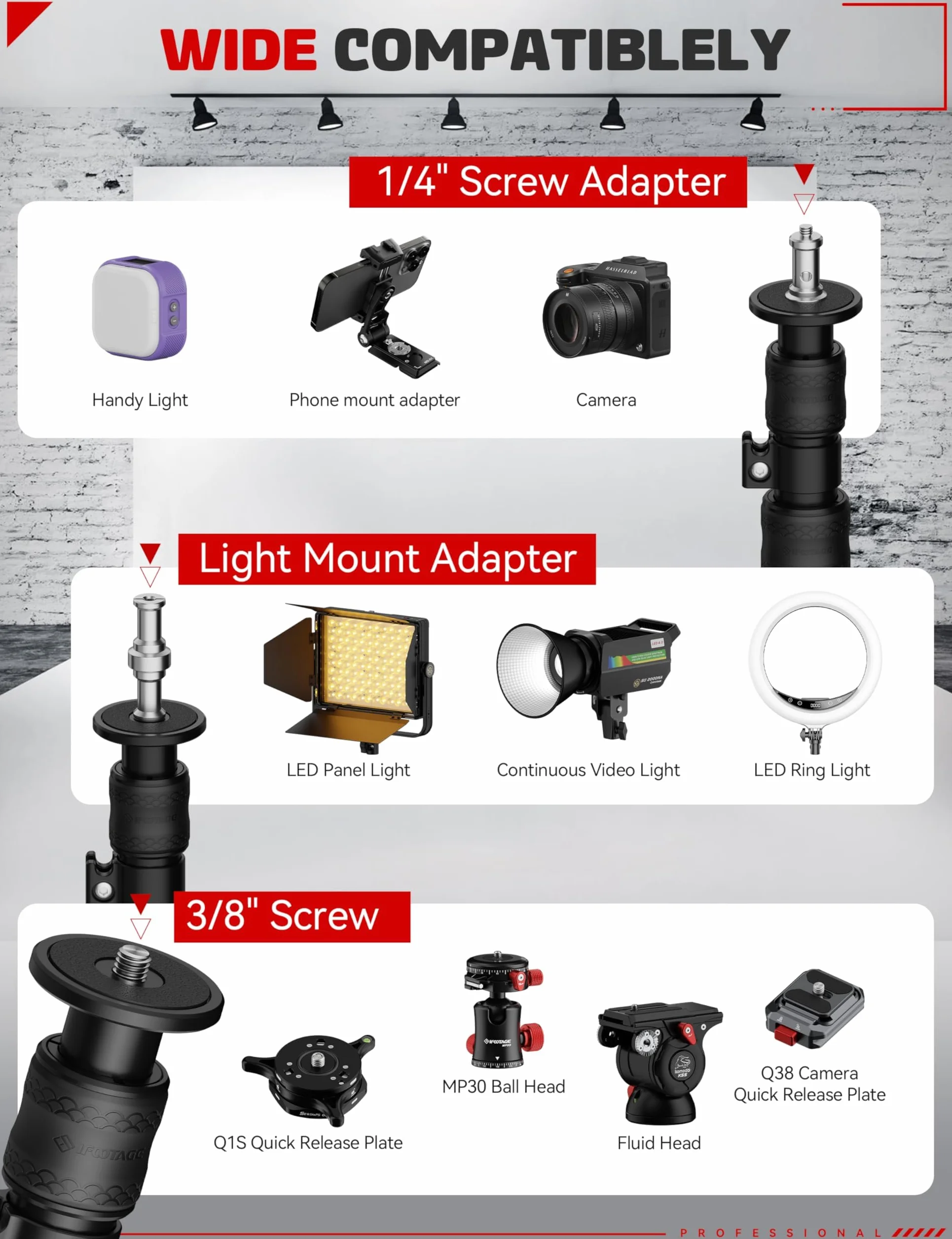 IFOOTAGE A400 okrągła podstawa monopod statyw studyjny 200,7 cm ładowność 10 kg