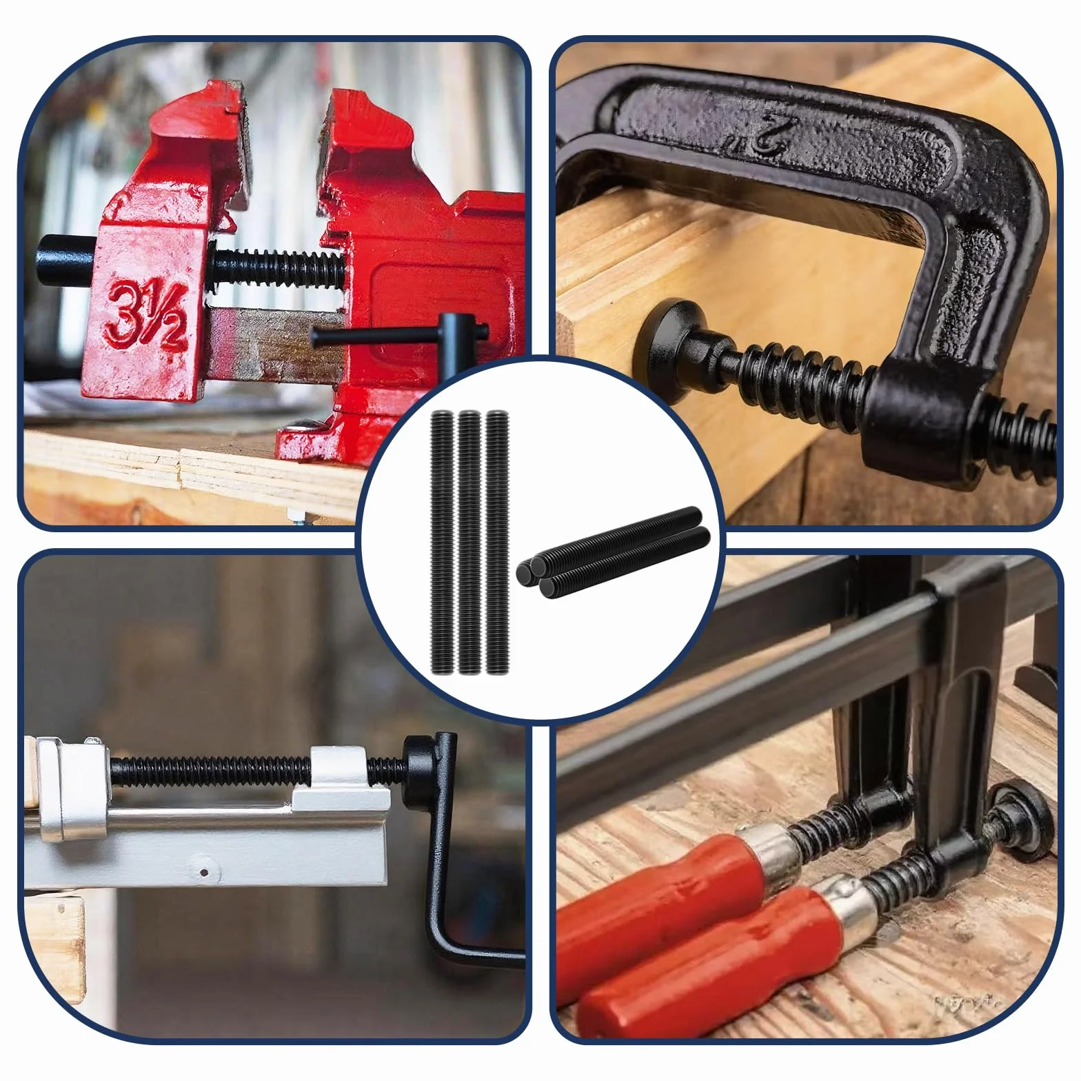 Pręt gwintowany M6 x 50 mm, 12 sztuk prętów gwintowanych DIN976, pręt gwintowany M6, stal nierdzewna, A2, V2A, czarny, do budowy mebli, prac budowlanych, montażu maszyn, mocowania i połączeń