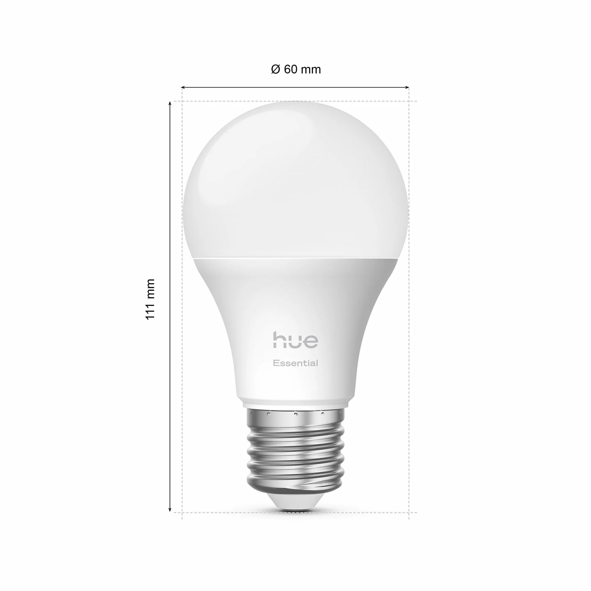 Inteligentna Żarówka Philips Hue LED Essential Smart A60, White & Colour Ambiance, E27, 8 W, 2200K–6500K, 806 lumenów, przyciemnianie, Żarówka LED działa z Alexą, Asystentem Google i Apple Home, 1 szt