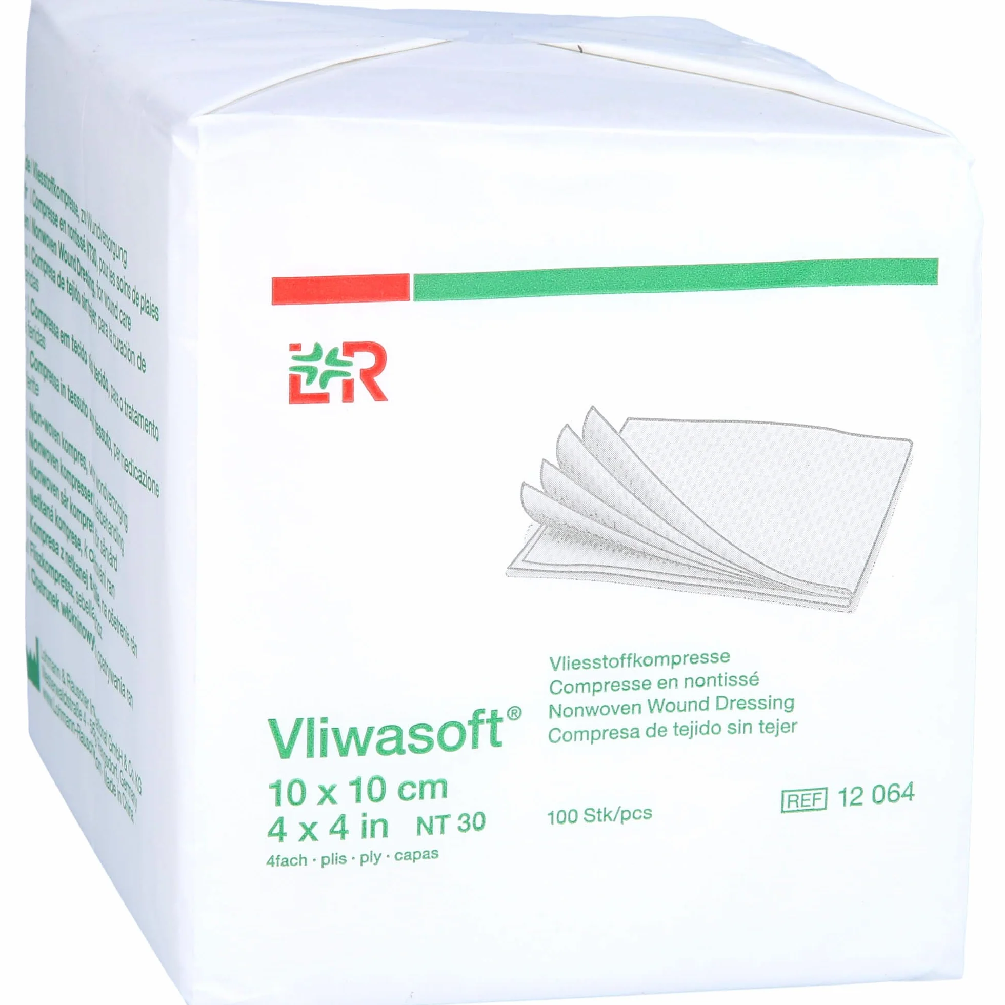 Vliwasoft 12064 opatrunki, niesterylne, 4-warstwowe 10 cm x 10 cm (100 szt.)