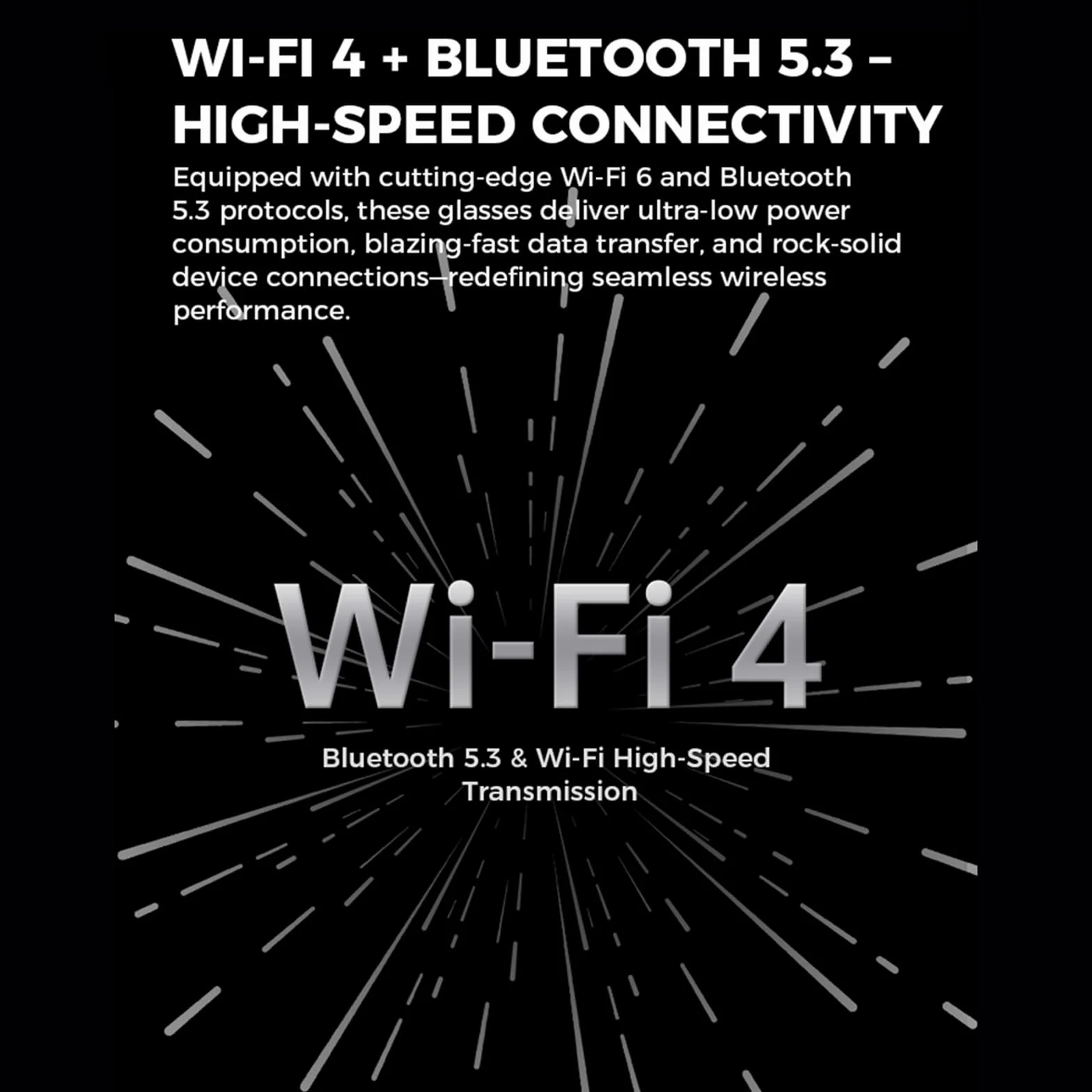 Inteligentne okulary AI z kamerą 500 W pikseli, ChatGPT, sterowaniem głosowym, Wi-Fi 4.0 + Bluetooth 5.3