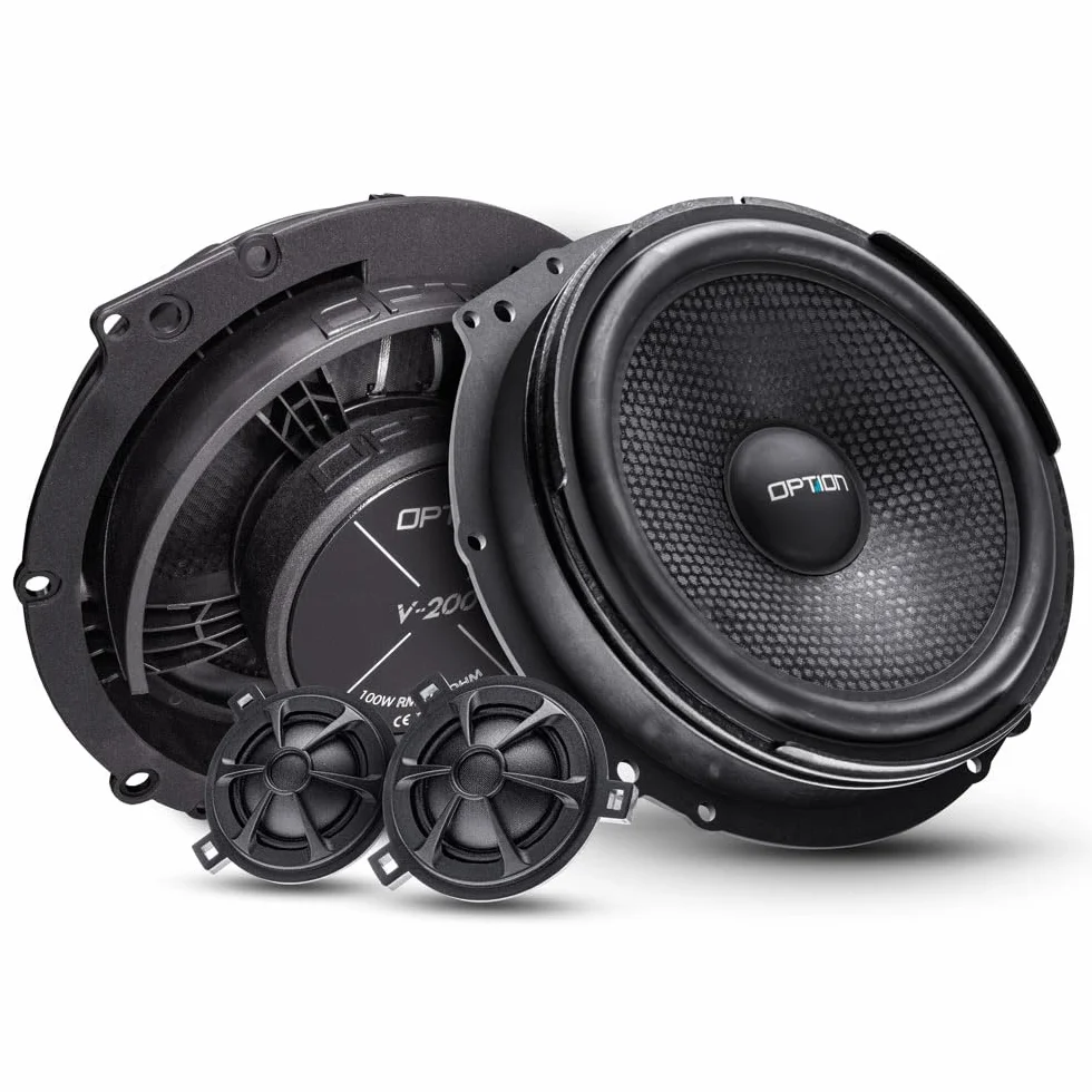 Option System głośników przednich AIR kompatybilny z VW T5/T6-100% Plug & Play - w zestawie pierścienie uszczelniające głośnikowe - 100 W RMS, wydajność 91 dB