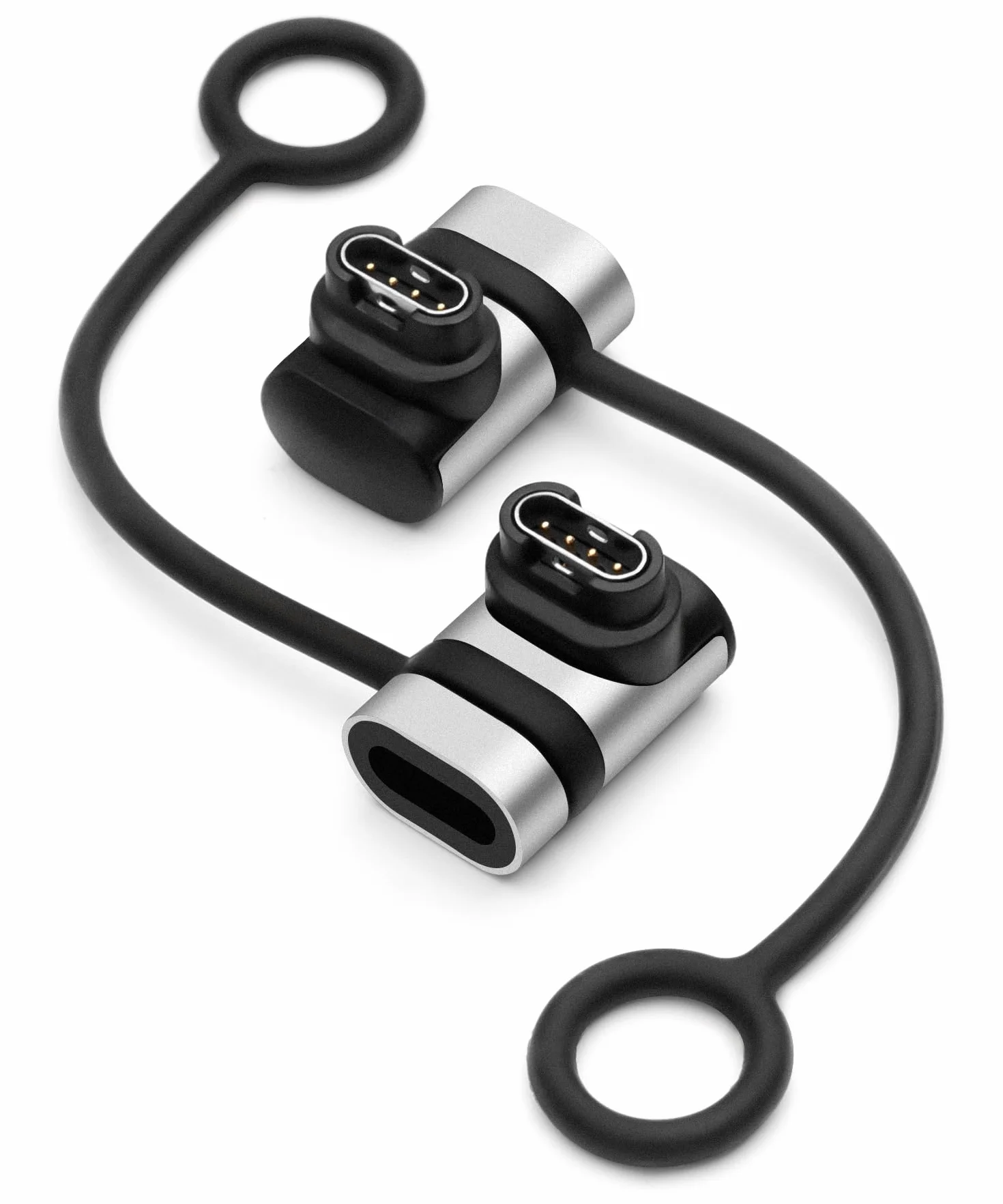 Adaptery ładowarki do zegarków (2 sztuki), złącze ładowania typu C żeńskie na męskie kompatybilne z Garmin Fenix 7/7S/7X/6/6X/6S i More-Siliver