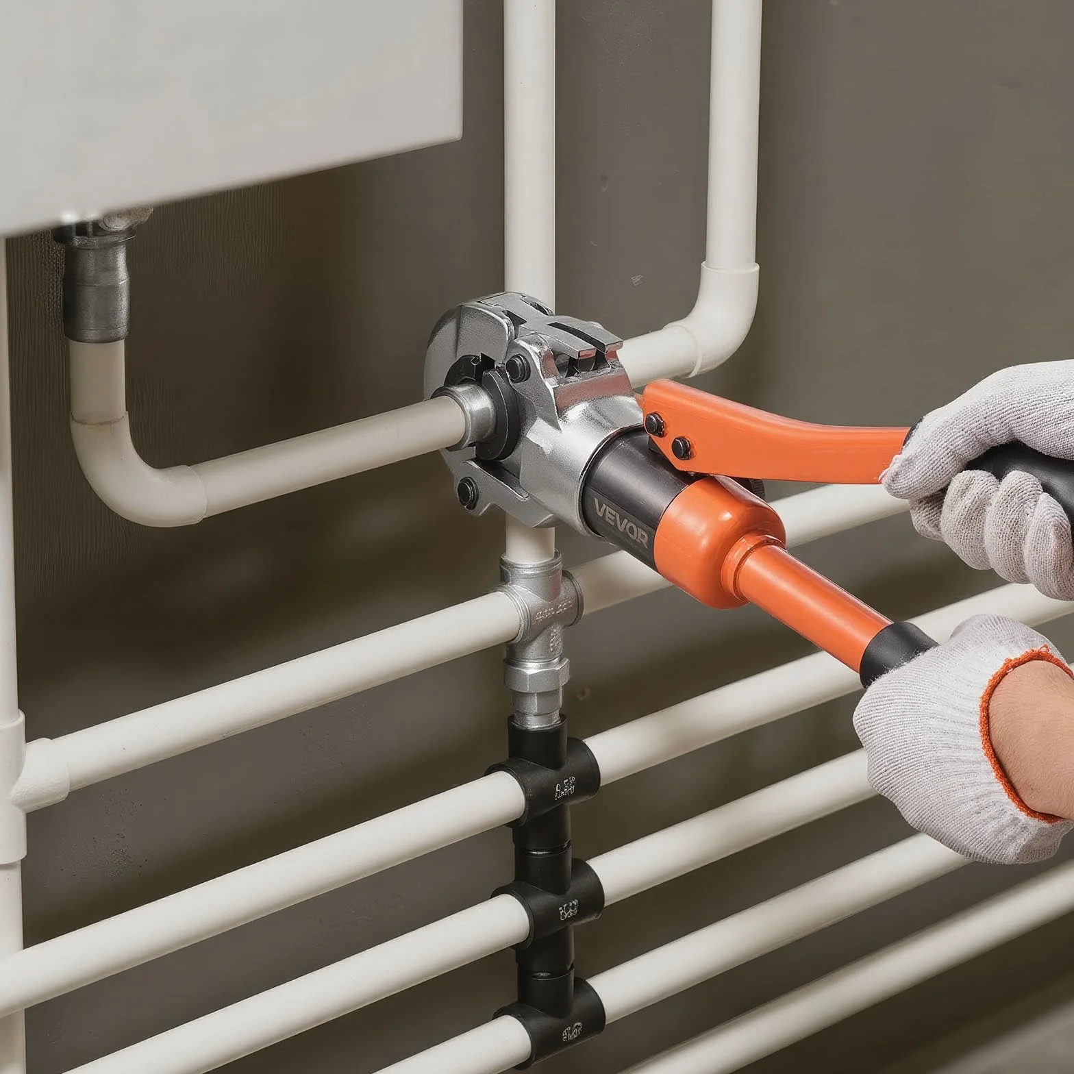 VEVOR Hydrauliczne narzędzie do zaciskania rur PEX, zaciskacz ze szczękami TH16 TH20 TH26 TH32, zestaw