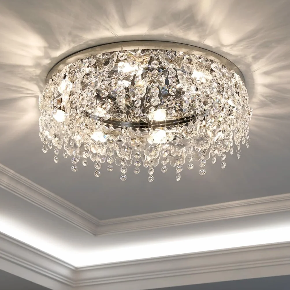 Nowoczesne i eleganckie oświetlenie kryształowe żyrandola, lampa sufitowa K9 kryształowy żyrandol wbudowana lampa sufitowa LED w salonie jadalni sypialni (Size : 8 heads)