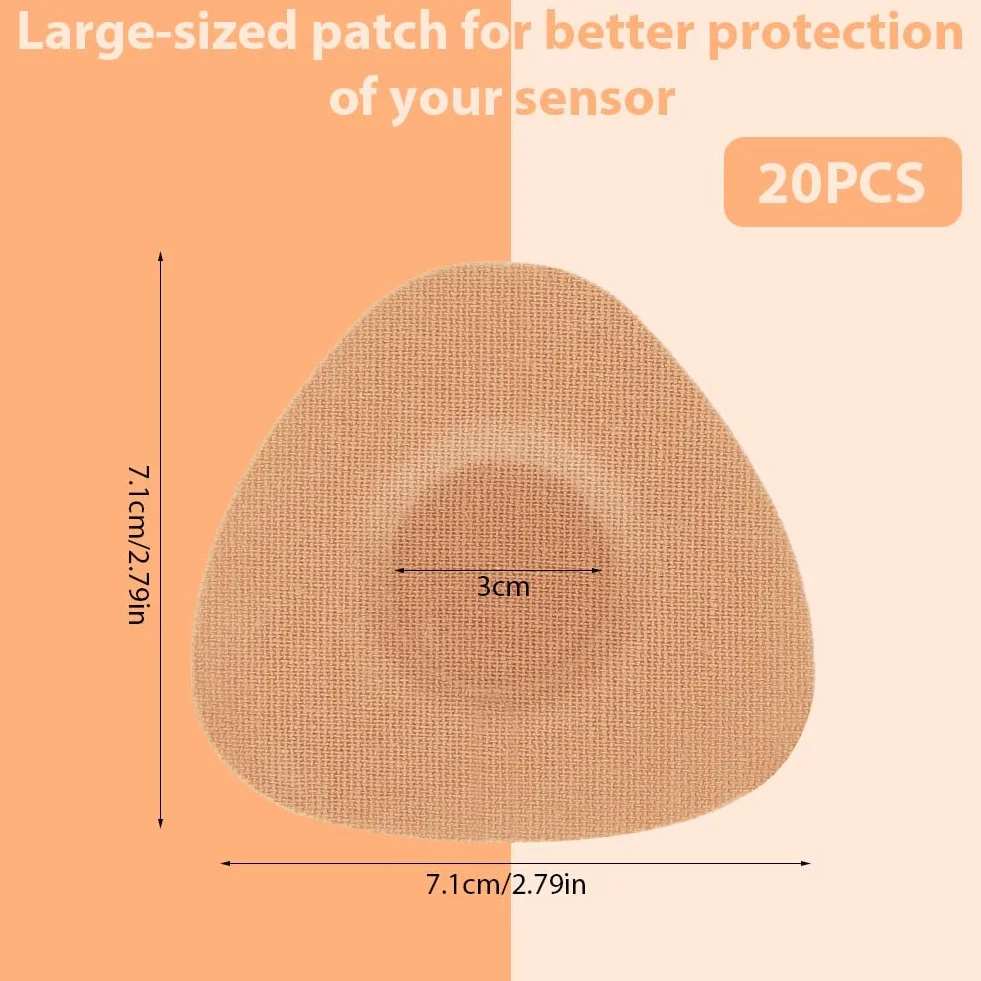 AUYAO Plastry z czujnikami – 20 sztuk, przyjazne dla skóry Libre 2, wodoodporne, odporne na pot, mocne, cienkie, samoprzylepne, naklejki Overpatch do czujników Libre 2, 70 mm, kolor