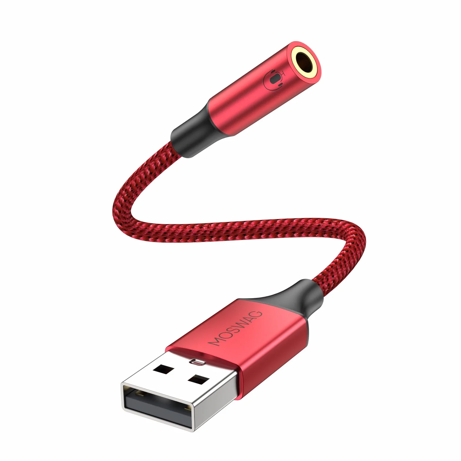 MOSWAG Adapter audio USB do 3,5 mm jack, zewnętrzna karta dźwiękowa USB-A