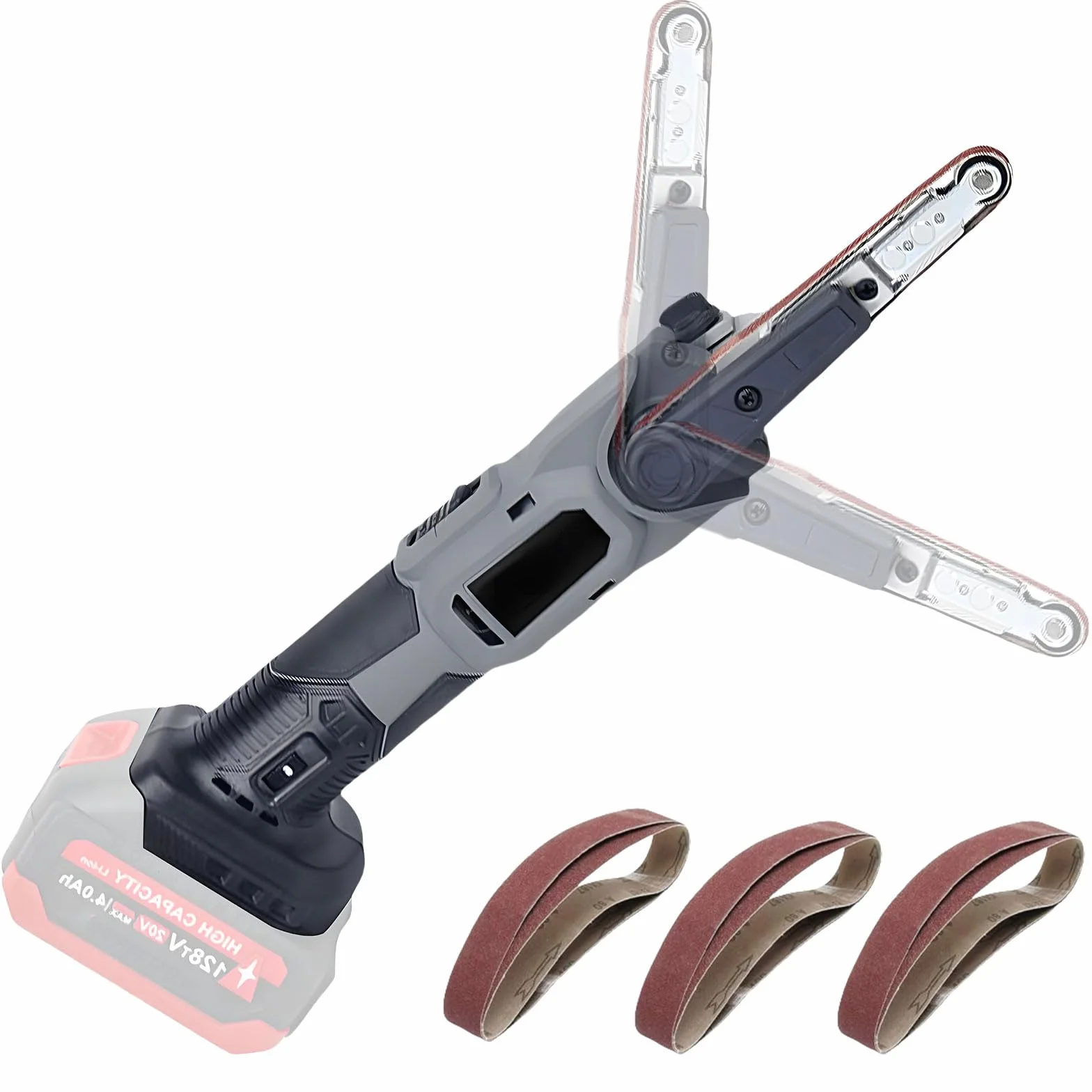 Akumulatorowa szlifierka taśmowa kompatybilna z Makita 18 V, elektryczna szlifierka palcowa, pilnik 10 x 330 mm, multiszlifierka, pilnik taśmowy z 3 taśmami szlifierskimi, 6 prędkości, regulacja 35°