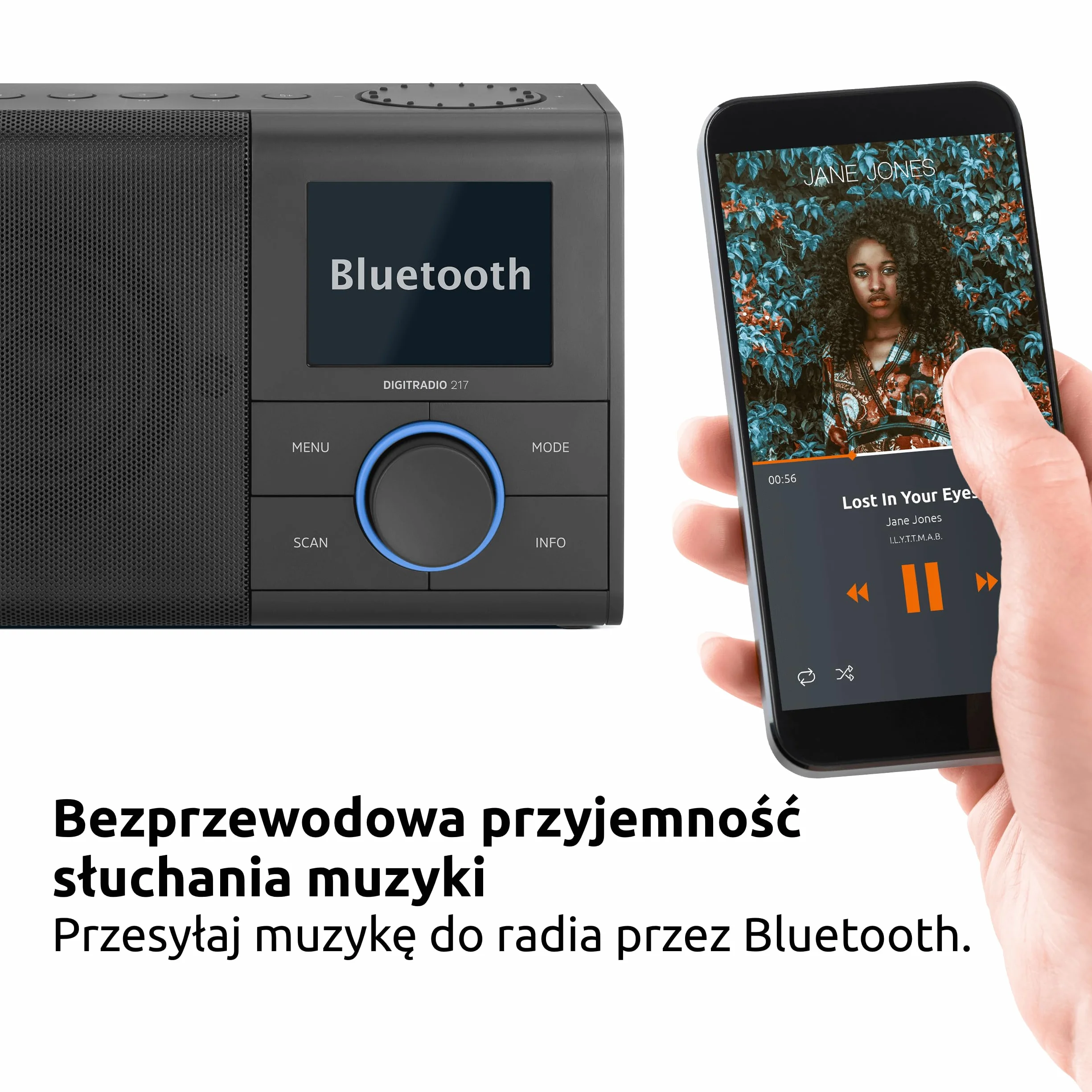 TechniSat DIGITRADIO 217 – Kompaktowe, przenośne radio cyfrowe DAB+ (FM, kolorowy wyświetlacz, Bluetooth, szybki wybór, zasilanie sieciowe/bateryjne, 2 budziki, pamięć stacji) czarne