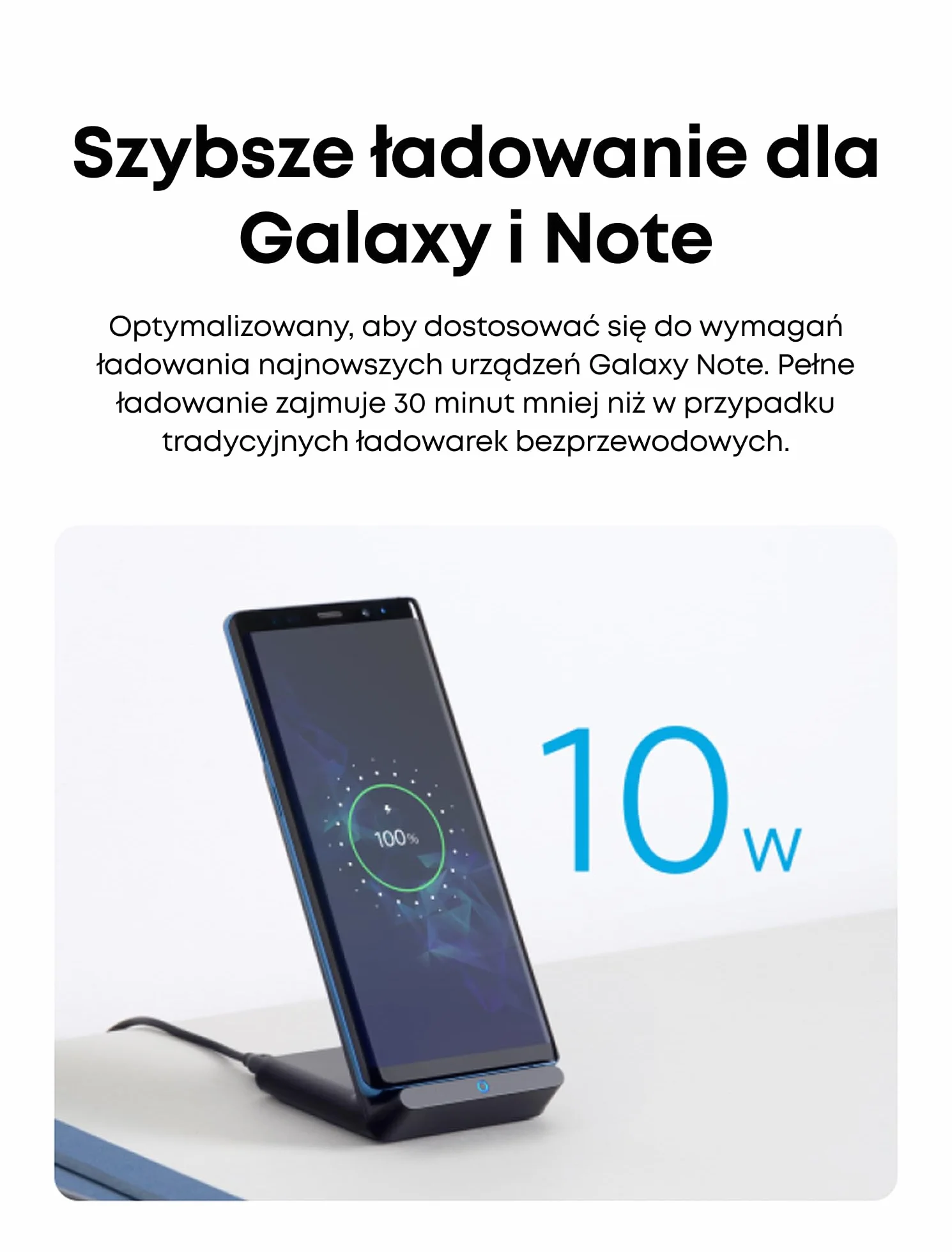 Anker PowerWave bezprzewodowa ładowarka stojąca 10 W Qi