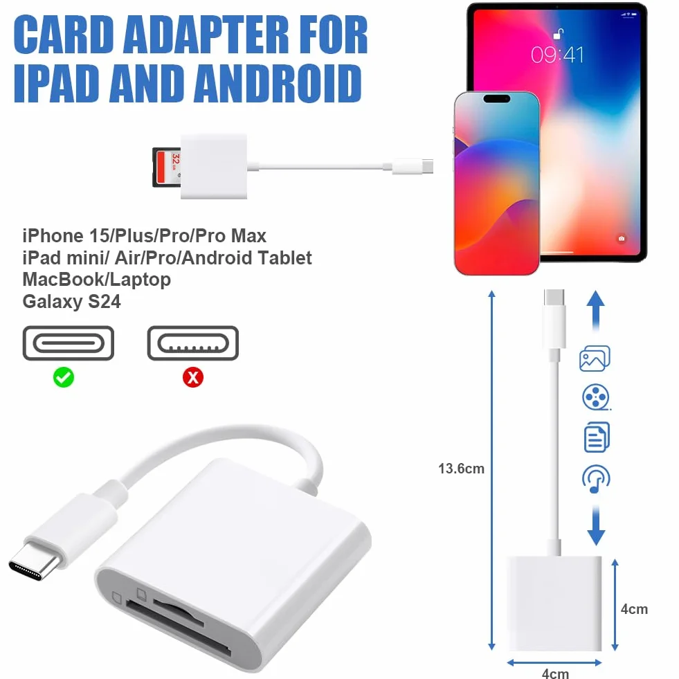 AXFEE Czytnik kart SD 2 w 1 adapter USB C czytnik kart pamięci TF