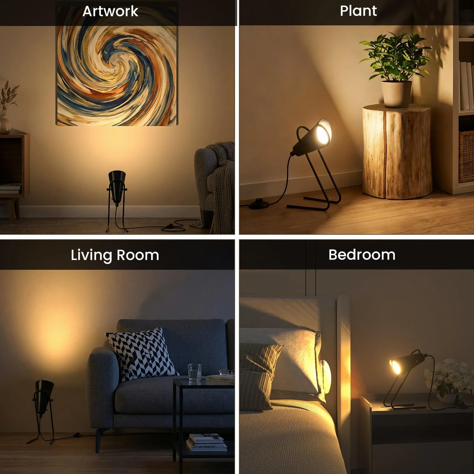 Lampa stojąca, lampa podłogowa LED do wnętrz w górę, 6 W 3000 K, domowe akcenty, dzieła sztuki, z przenośnym uchwytem, kabel 2 m z wtyczką i przełącznikiem nożnym