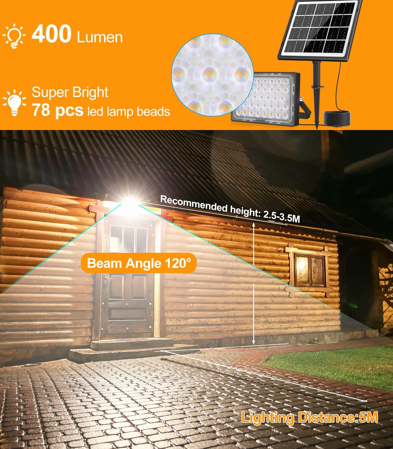 MEIKEE solarna lampa zewnetrzna 2700K 4000K 6500K 3 tryby jasności 2 tryby dynamiczne Lampy solarne z timerem IP66 Wodoodporna reflektory słoneczne ogrodowe do ogrodu, garażu, patio, tarasu