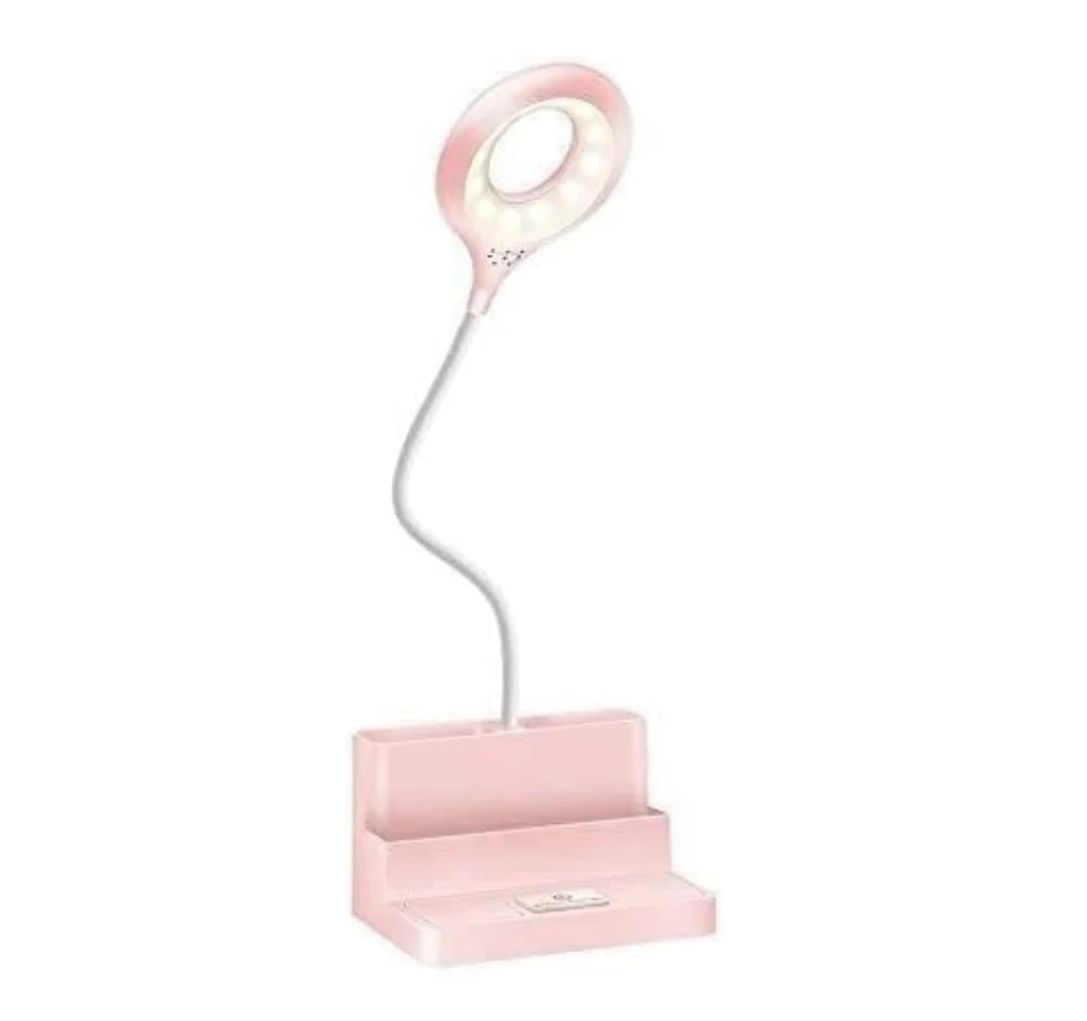 Lampka Nocna Lampka do Czytania Lampa Biurkowa LED Akumulatorowa Lampka Biurkowa Z Portem Ładowania USB Uchwyt Na Długopis Do Czytania W Sypialni College Lampa Robocza(Pink)