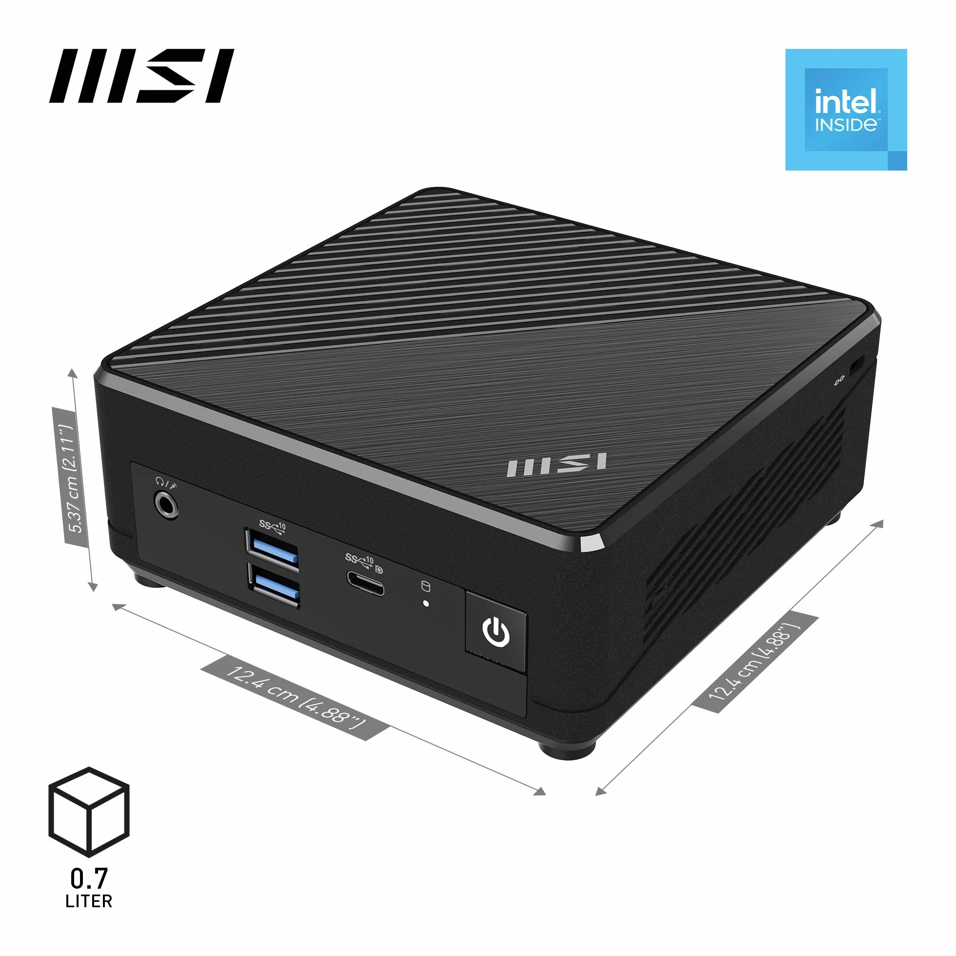 MSI Cubi N ADL S-079DE Mini PC Intel N100 4 GB DDR4 128 GB M.2 SSD USB 3.2 Gen 2 Type C HDMI 2.1 DP 1.4 Bluetooth 5 Dual LAN Windows 11 Pro VESA