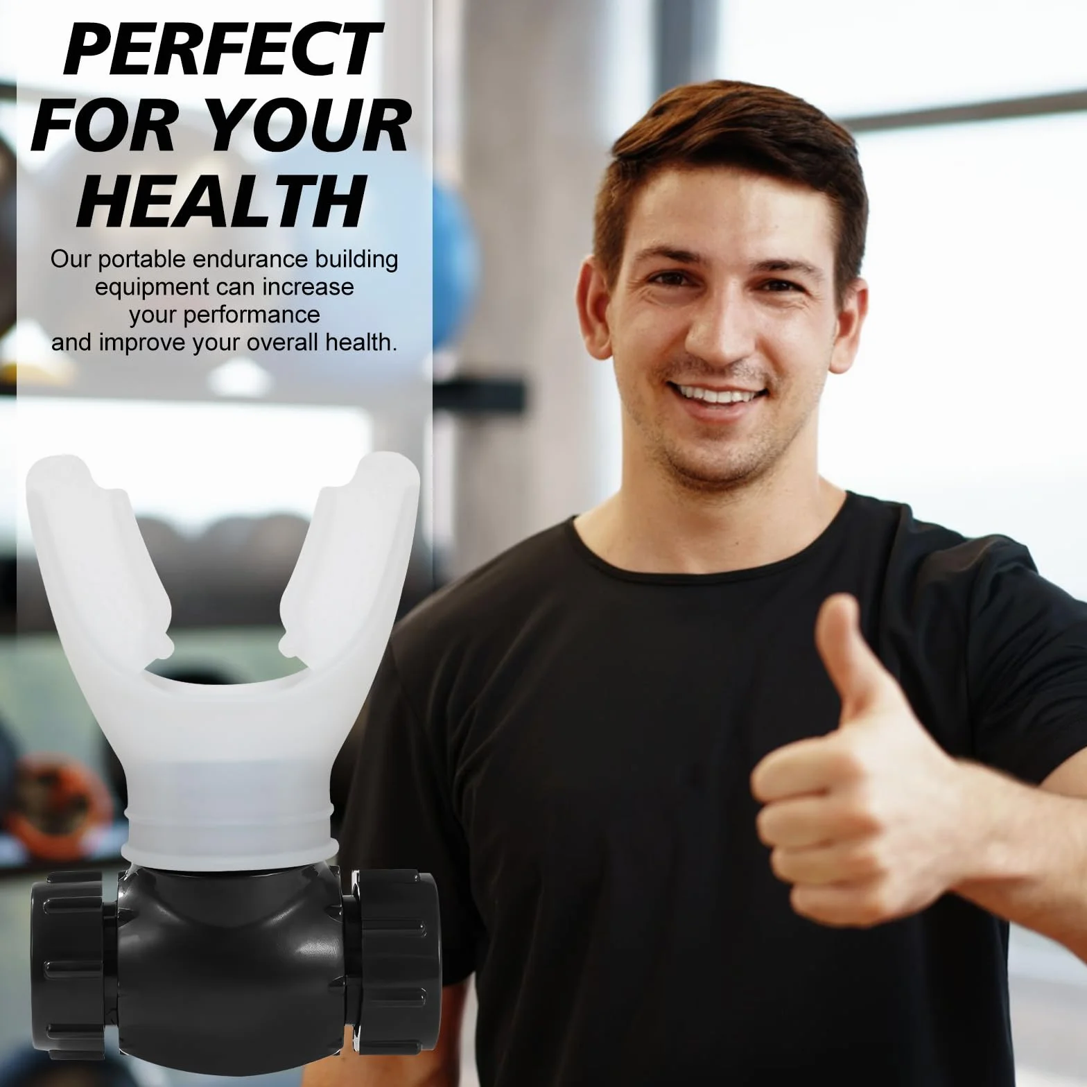 oxyfit trener oddychania, trener oddechowy płuc, przyrząd do treningu pojemności płuc z regulowanymi opornikami dla zwiększenia wytrzymałości oddechowej – biały