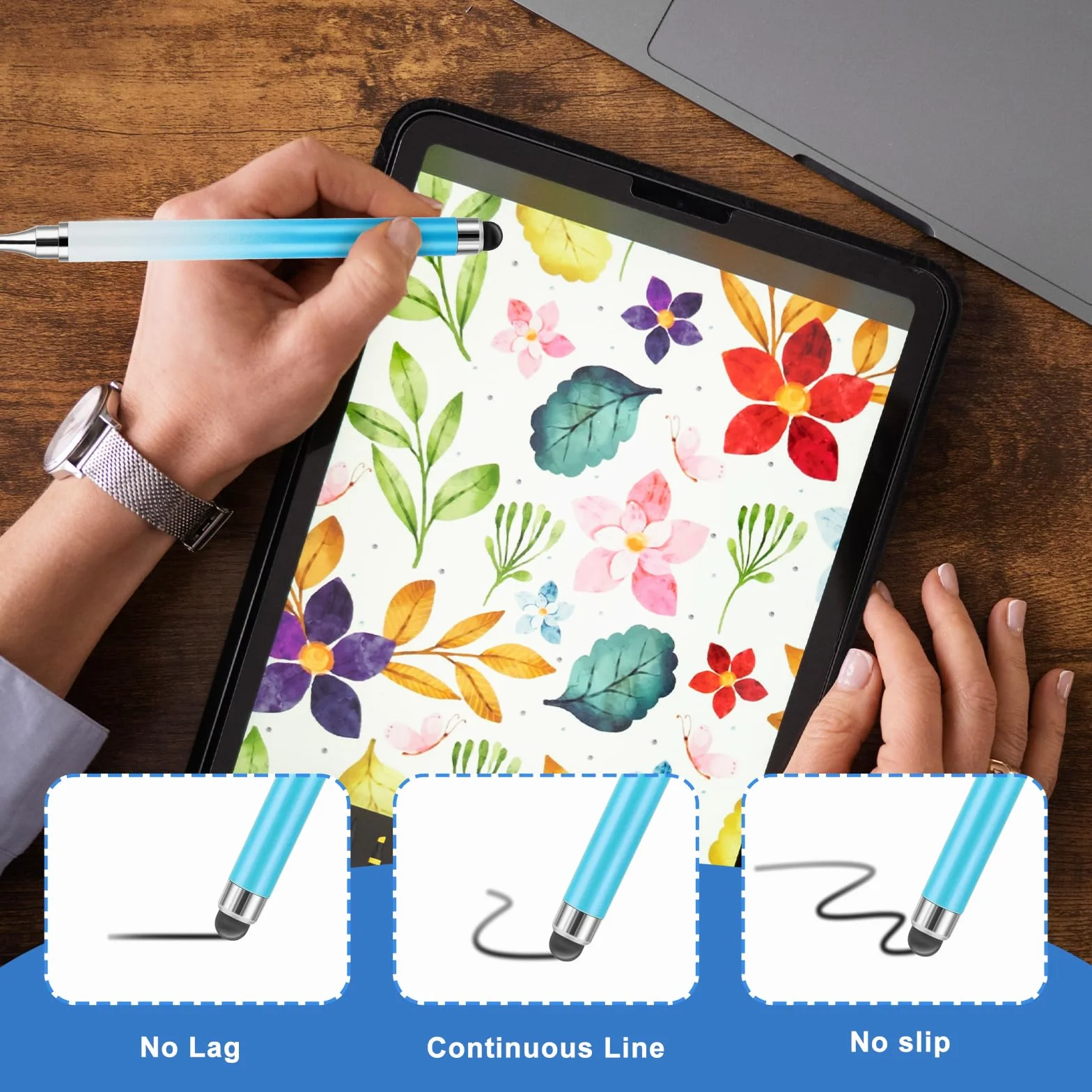 AHQiZFX Pióro do tabletu, 5 sztuk, rysik do ekranu dotykowego do ekranu dotykowego, wysoka czułość, 2 w 1 rysik do telefonu komórkowego, gumowy, rysik, rysik do tabletu, pióra do telefonu komórkowego