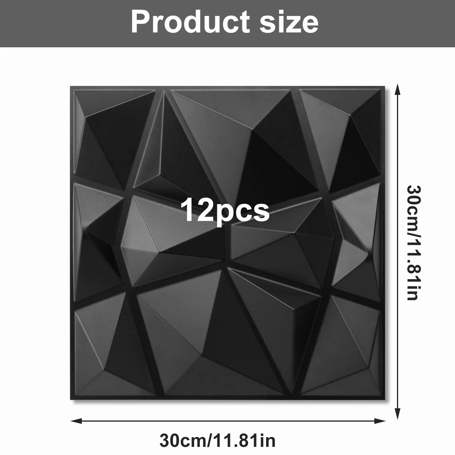 Panel 3D, panele elewacyjne, płyty sufitowe, tapeta czarna, do salonu, sypialni, 12 sztuk
