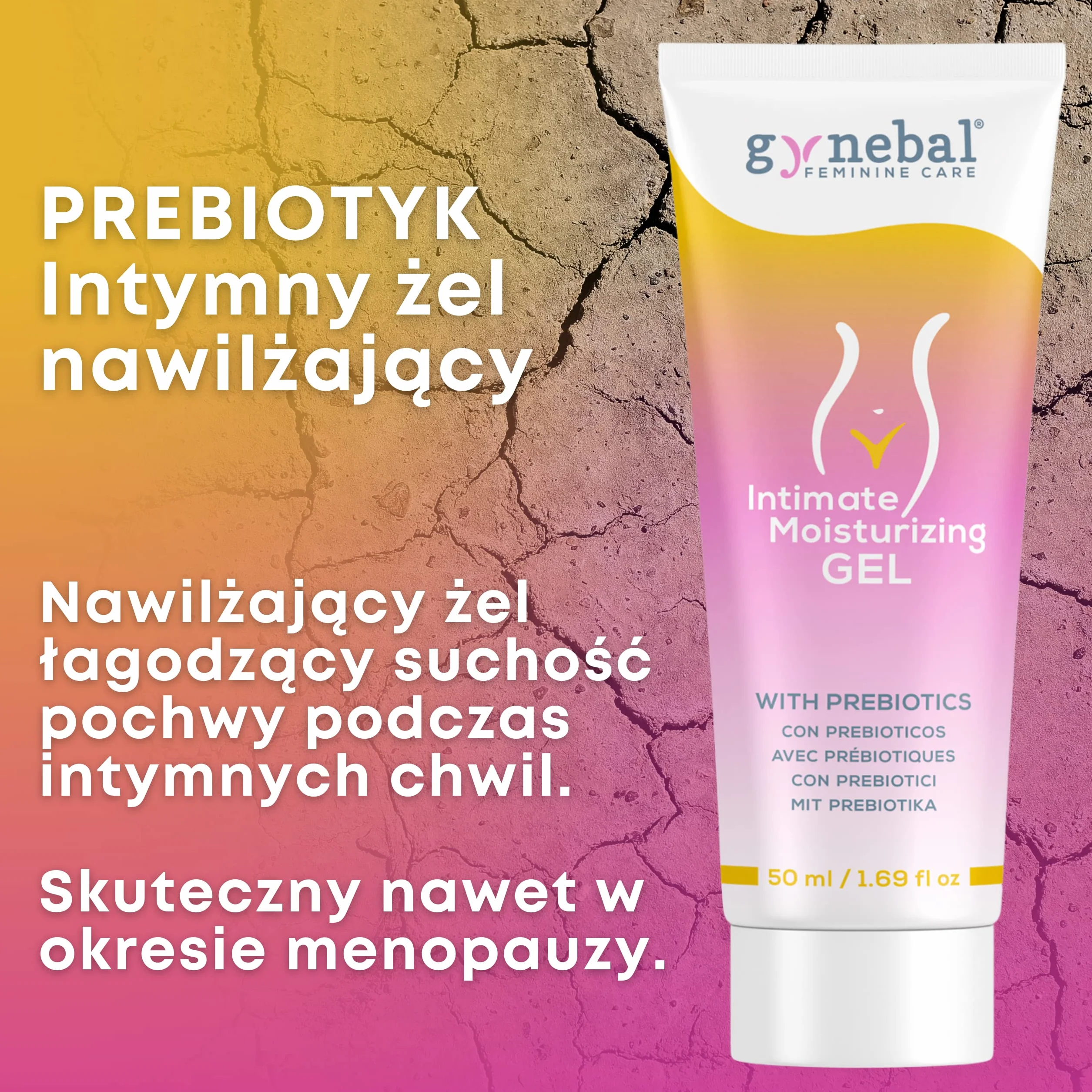 GYNEBAL Intymny Żel Lubrykujący z Prebiotycznym Składnikiem, Wodny Żel do Zewnętrznej Pielęgnacji Intymnej, Bezzapachowy, 50 ml