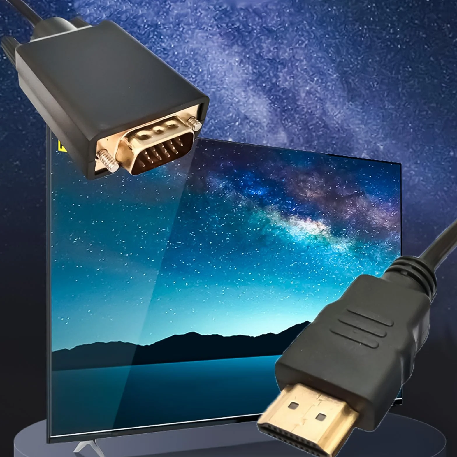 Xinlie Gniazdo HDMI na wtyk VGA 1080p Adapter aktywny HDMI do VGA kabel wideo