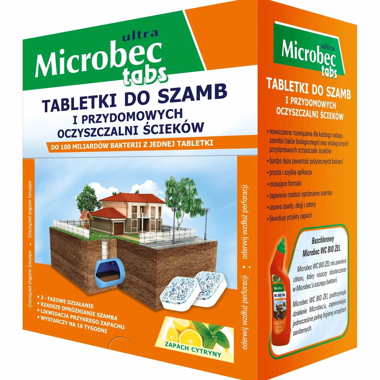 Środek do czyszczenia bakterii, aktywatorów, szamb, oczyszczalni ścieków, 16 tabletek, usuwa nieprzyjemne zapachy przez 16 tygodni