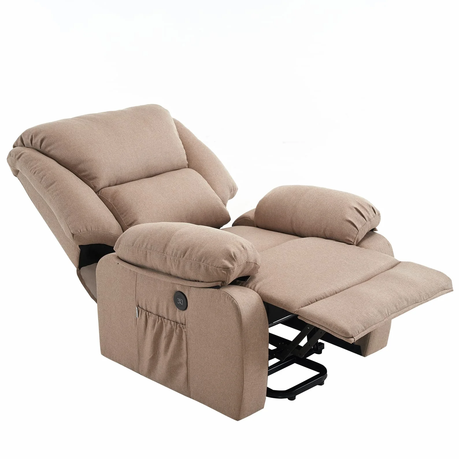 ECODE® Fotel do masażu Relax Podnośnik Stelvio, Elektryczne nachylenie 160°, funkcja ciepła, programy automatyczne, falowanie wibracyjne, 2 porty USB do ładowania, A++, ECO-8520UP (beżowy)