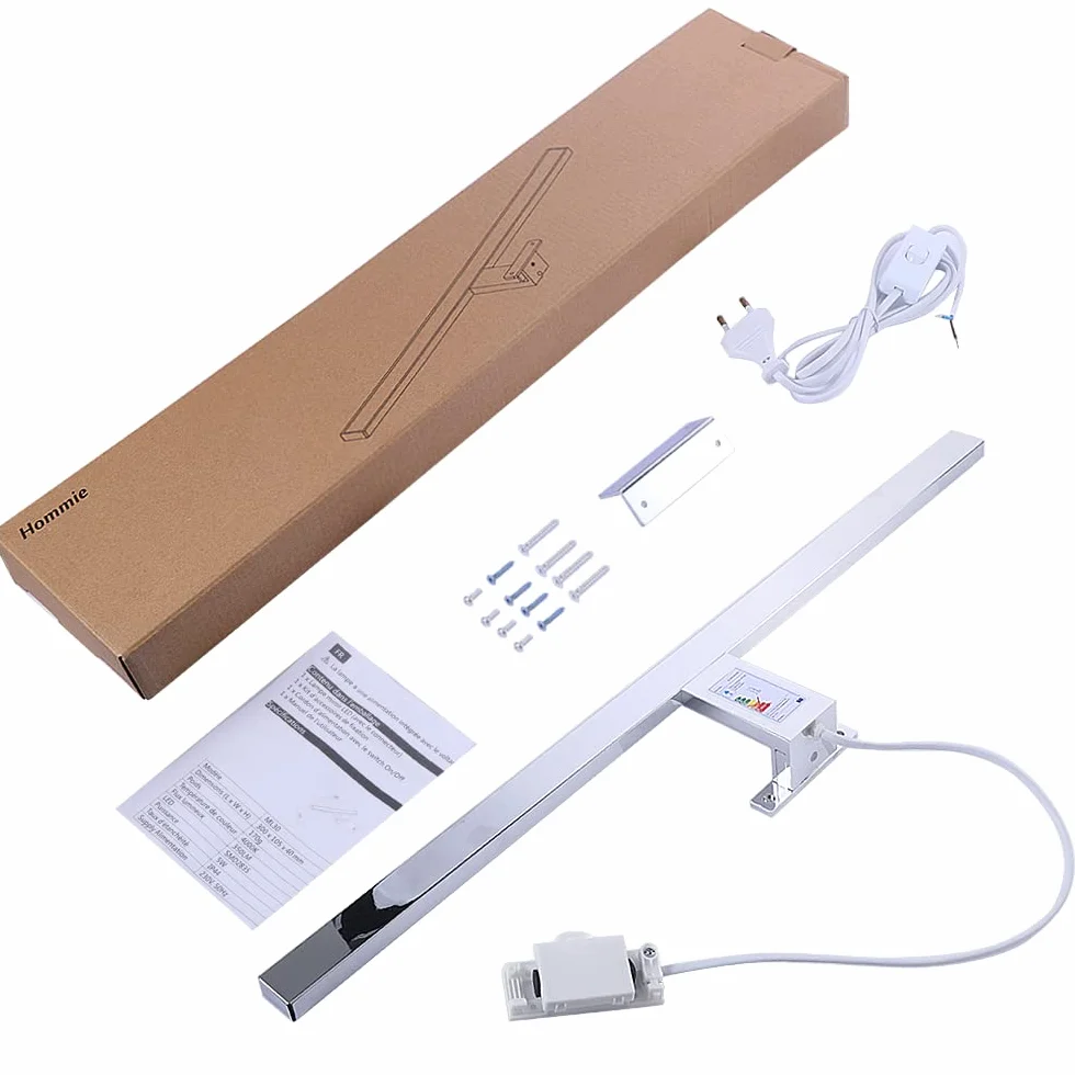 Hommie Lampa LED na lustro łazienka, 60CM wodoodporny włącznik 15W 1200Lm 4000K neutralna biała szafka łazienkowa