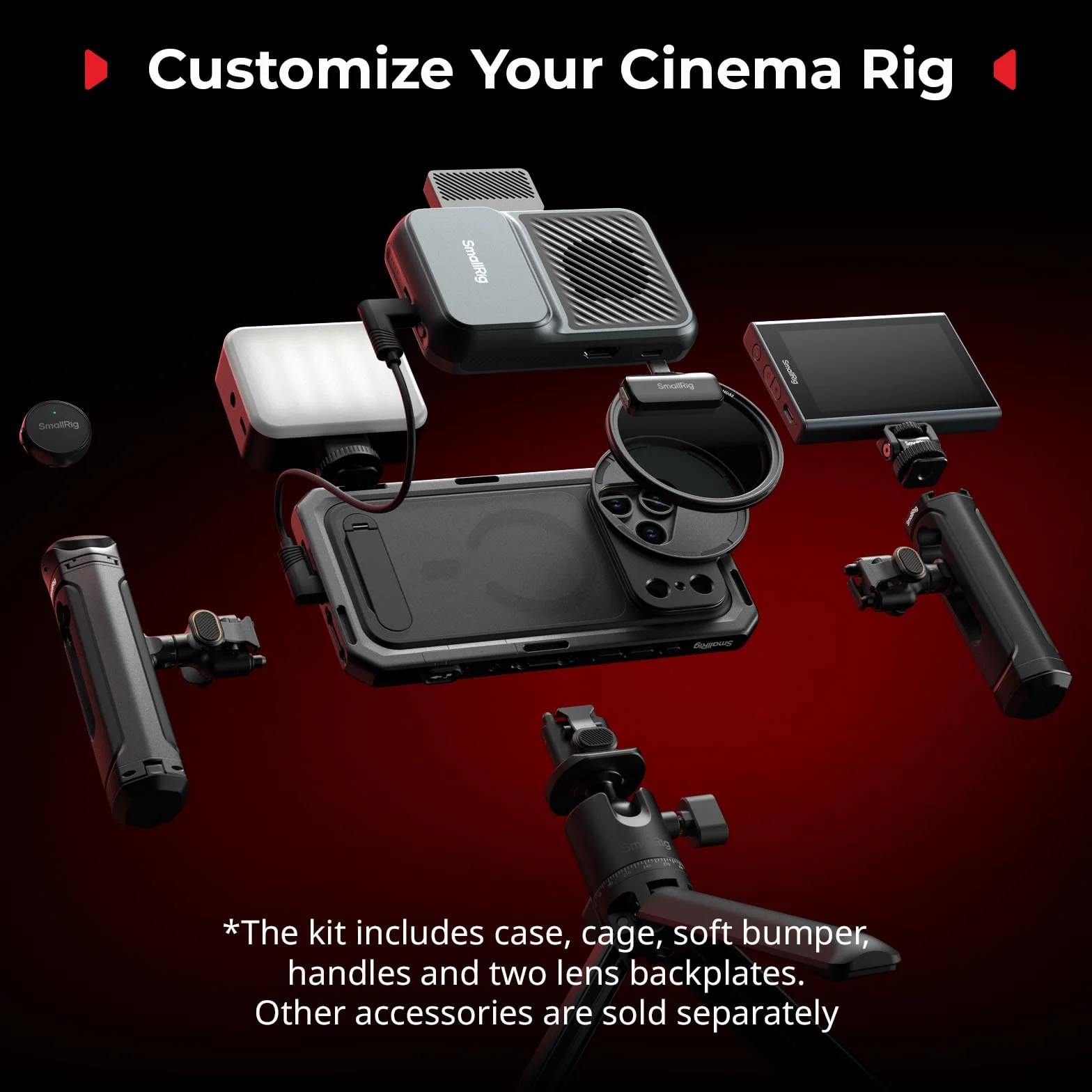 SMALLRIG Phone Video Cage Dual Handheld do iPhone 17 Pro Max, Phone Rig z bezprzewodowym uchwytem bocznym, 17mm tylna płyta montażowa