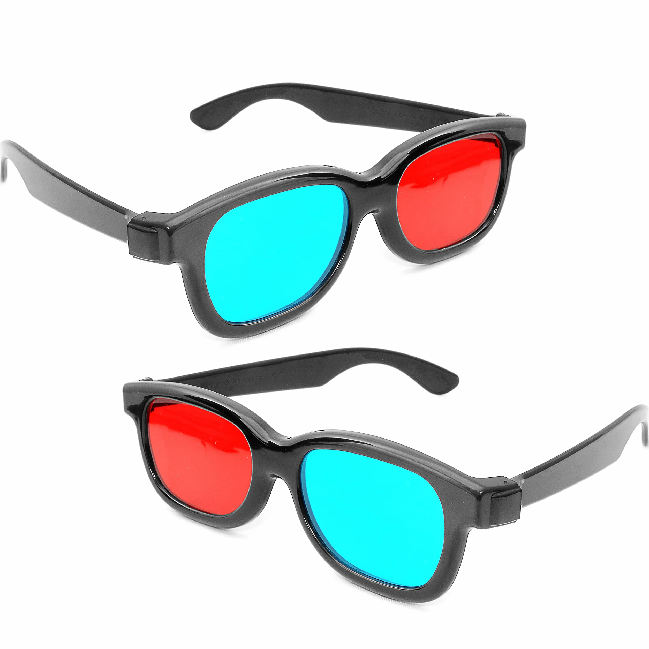 Ganzoo okulary anaglifowe 3D czarne składane plastikowe filtry czerwony/cyjan 2 szt. 15 cm 21 g
