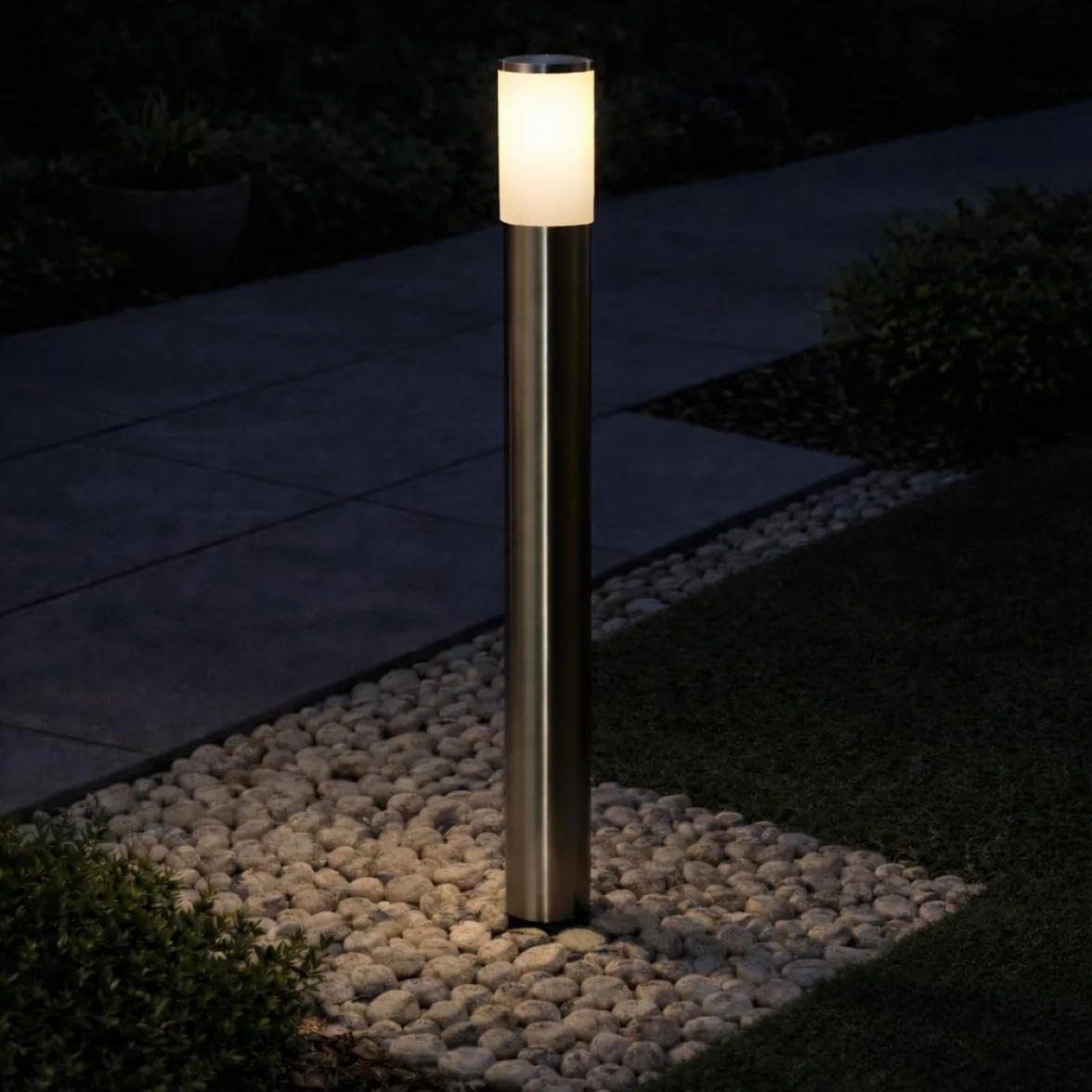 CGC ASTER Zewnętrzna latarnia/lampa słupkowa 100 cm ze stali nierdzewnej do ogrodu, patio, ganku, tarasu, ścieżki, podjazdu 220-240V, E27, IP54