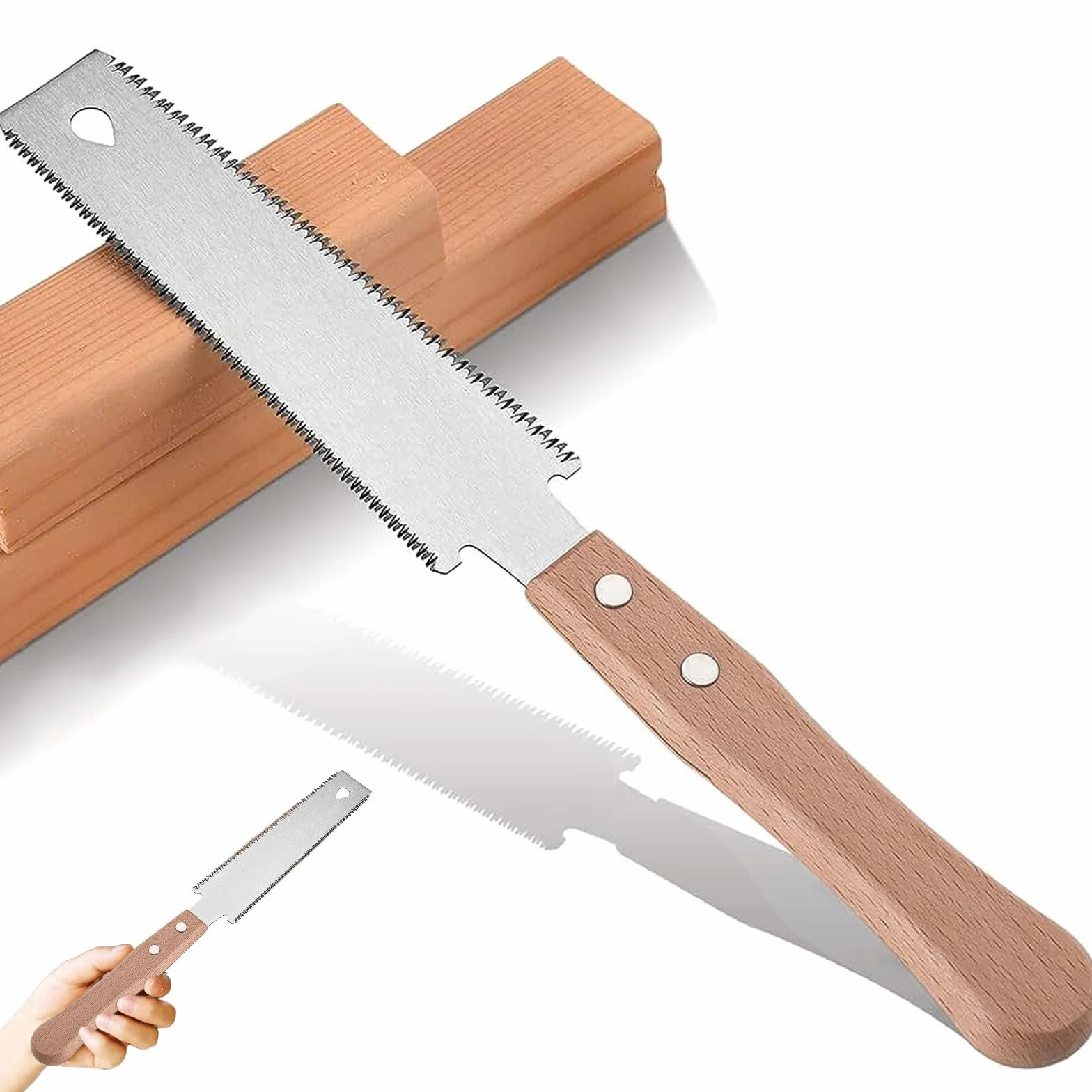 Japońska piła ręczna, piła do drewna Molbory, 150 mm, piła ciągnąca z ergonomicznym drewnianym uchwytem, japońska piła, piła ręczna, lekka piła ciągnąca do precyzyjnego cięcia twardego i miękkiego
