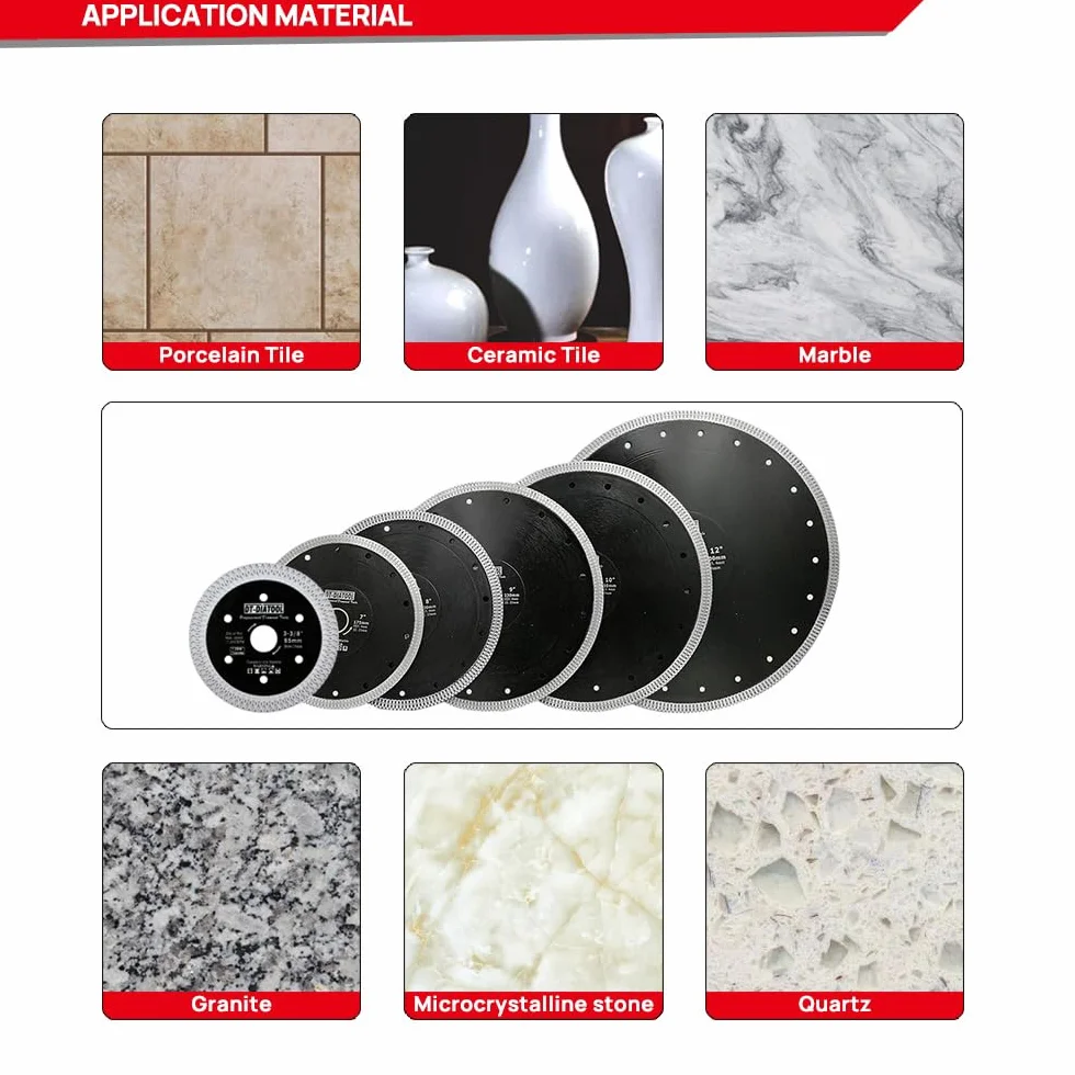 DT-DIATOOL Diamentowa tarcza do płytek 85 mm 2-pak cięcia porcelany płytki ceramiczne marmur granit brzeszczot do piły tarczowej z segmentem siatki X Mesh Arbor 10 mm-15 mm