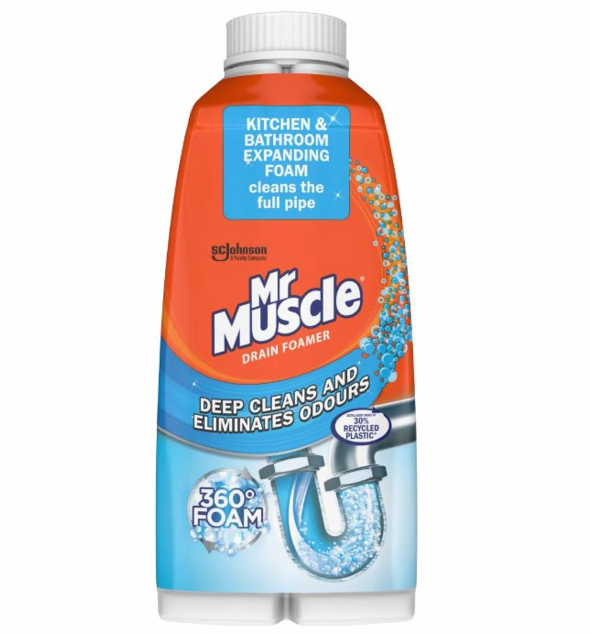 Mr Muscle Spieniacz odpływowy, pianka do czyszczenia odpływu, aby odblokować i wyeliminować zapach, 500 ml (1 szt.)