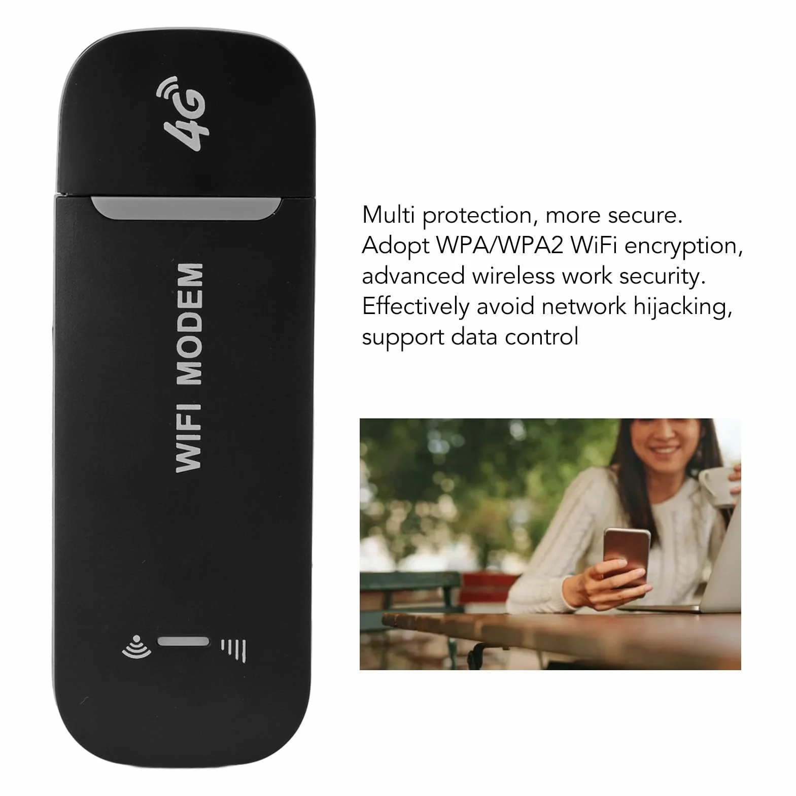 Zunate Hotspot USB 4G LTE, modem Wi-Fi, szybka karta sieciowa USB z gniazdem karty SIM, przenośne Wi-Fi typu Plug and Play do laptopa Komputer stacjonarny (czarny)