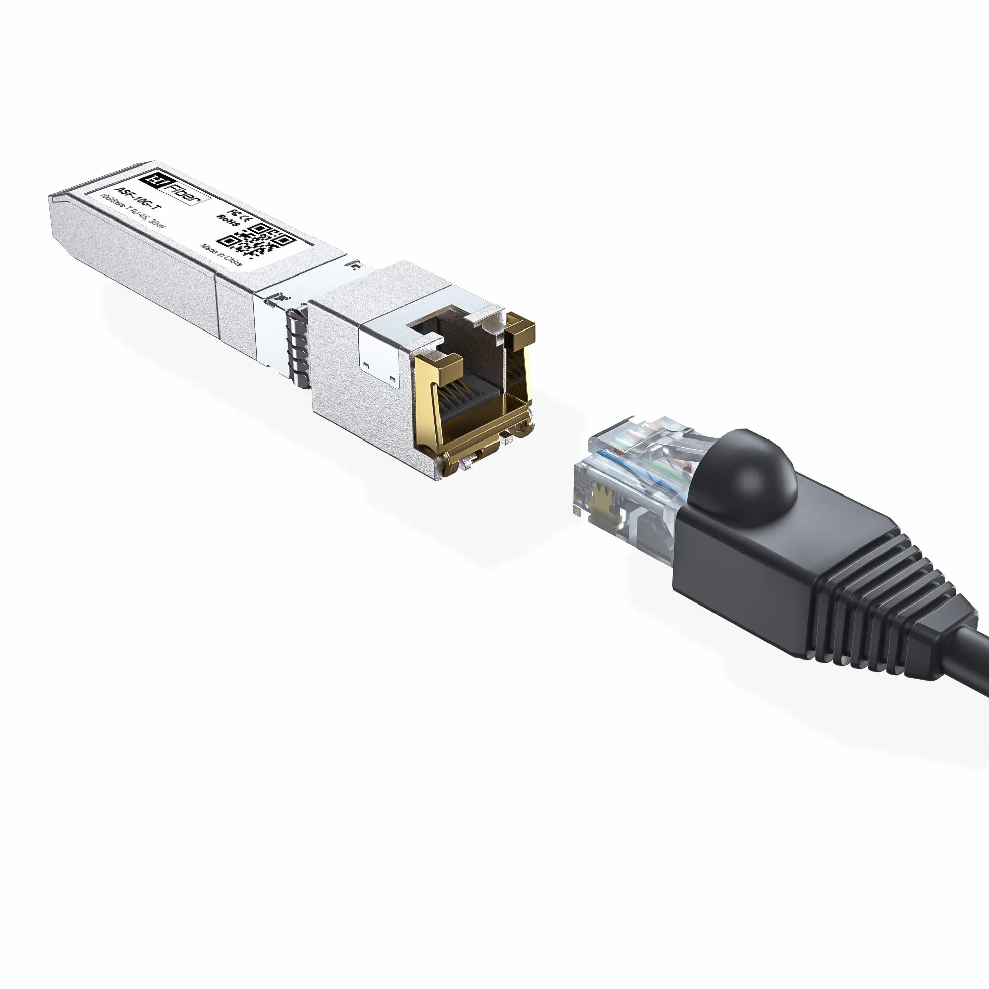 Moduł HiFiber 10Gb SFP+ do RJ45, 10Gbase-T Ethernet SFP+ Copper Transceiver, do Dell GP-10GSFP-T, MikroTik, Ubiquiti, Unifi, Netgear, QNAP, D-Link, itp., Cat6a/Cat7, 30m (98ft)