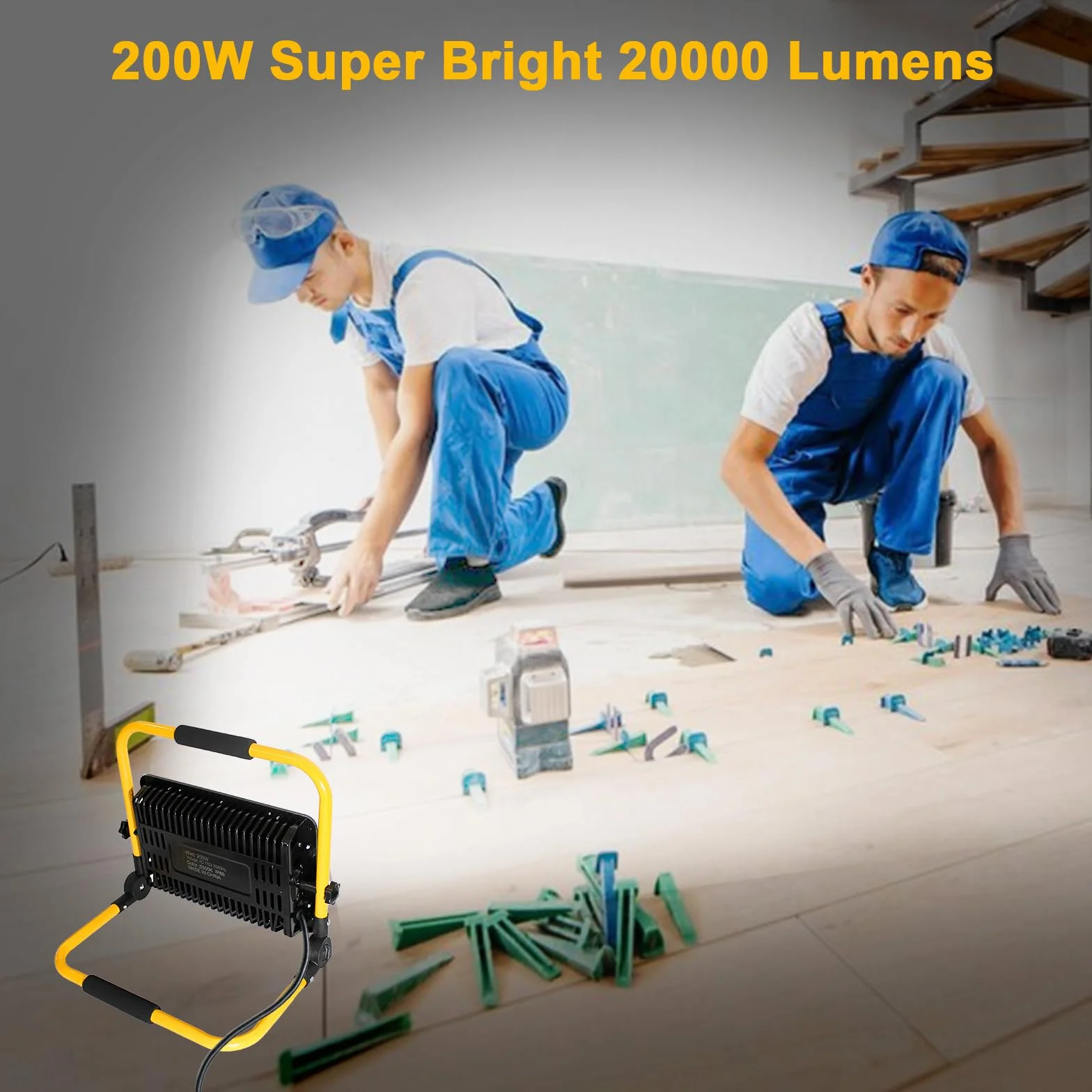 Eleganted Reflektor Budowlany LED 200 W Ze Statywem, 6500 K, Lampa Robocza LED, Przewód 4 M, Z Wtyczką, IP66, Wodoszczelny, Do Warsztatu, Garażu, Inspekcji Samochodu