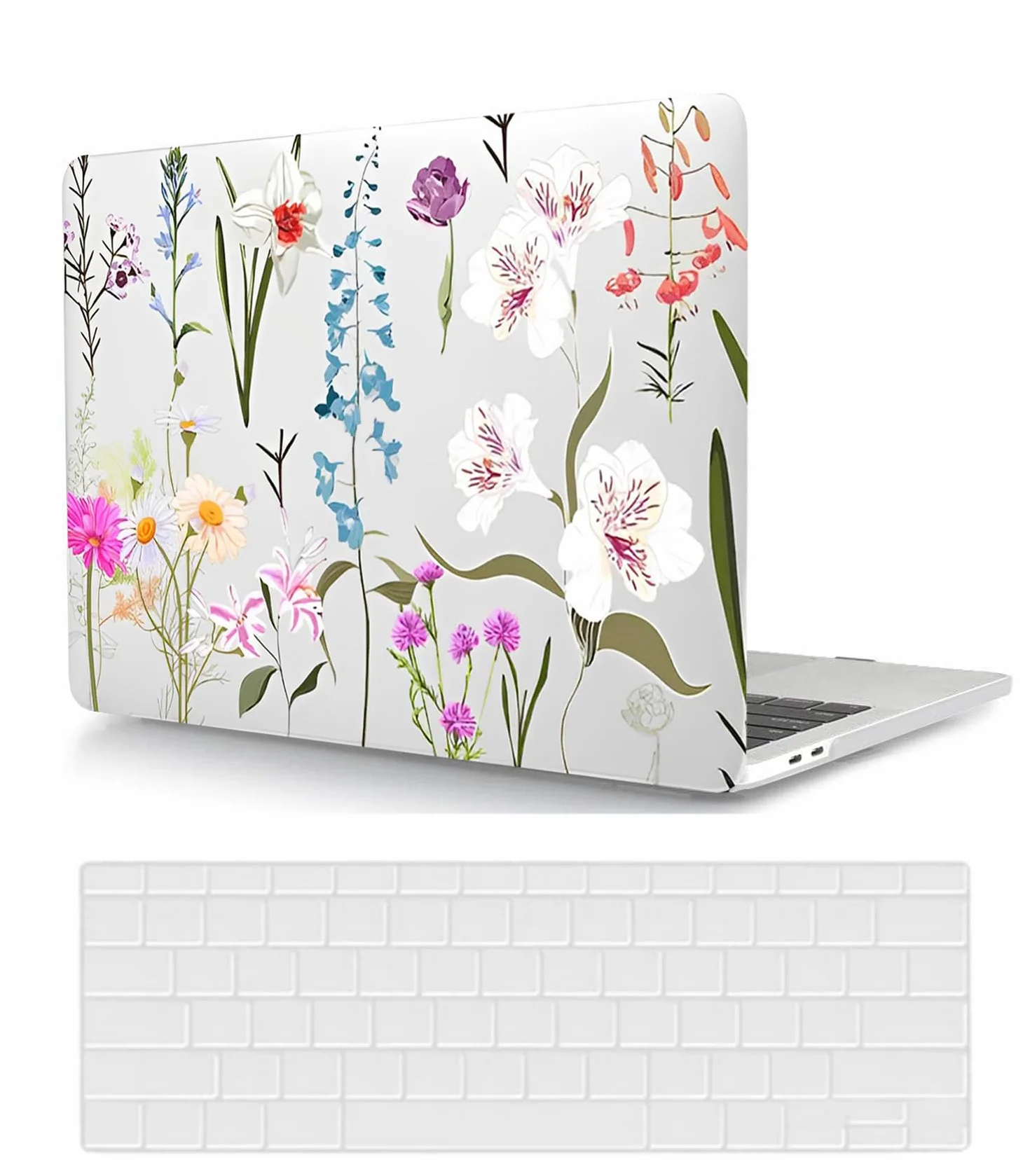 Etui kompatybilne z MacBook Pro 16 cali wersja 2020 2019 A2141 z paskiem dotykowym i identyfikatorem dotykowym, plastikowa twarda obudowa na laptopa i osłona klawiatury - kolorowe kwiaty
