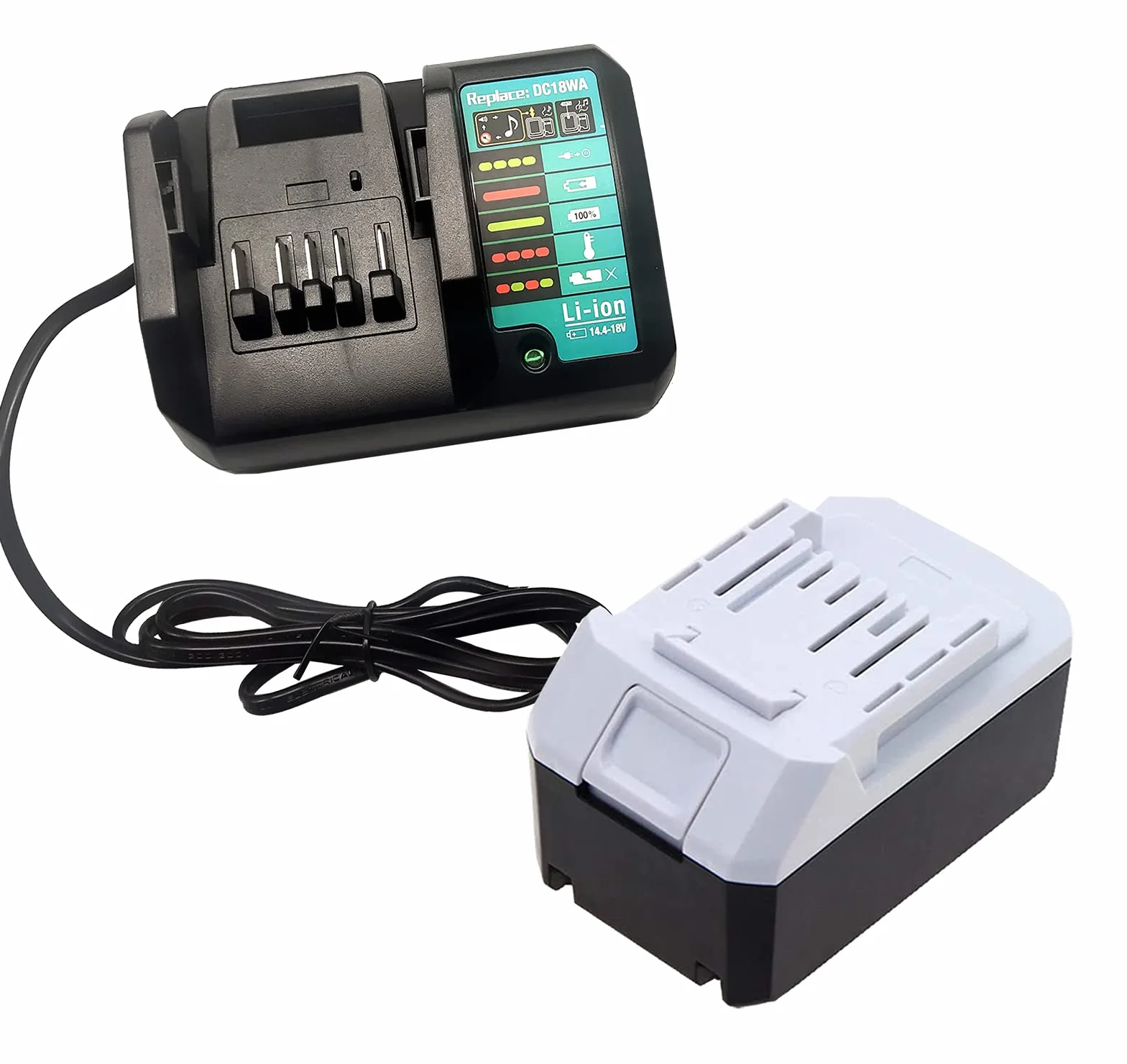 Kompatybilny z Makita DC18WA 14,4V-18V G-Series akumulator litowo-jonowy do wielokrotnego ładowania 100V-240V 2.0A BL1413G BL1440G BL1813G BL1820G BL1830G BL1840G (BL1840G 4.0Ah)