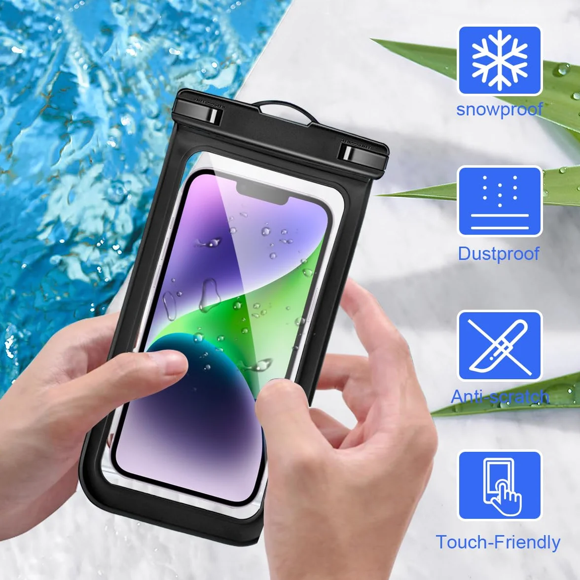Wodoszczelne etui na telefon komórkowy 6,8 cala IPX8 do iPhone 14 13 12 11 Pro Max Samsung S22 S21 Huawei czarne 2 sztuki