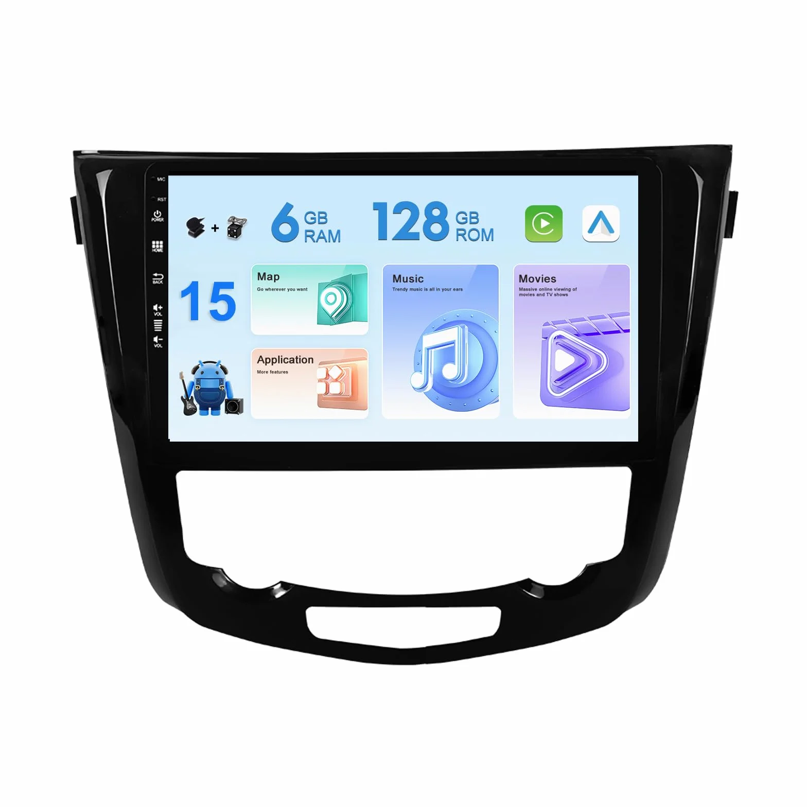 25.4 cm IPS 6G+128G Double Din Android 14 do Nissan X-Trail/T32/Qashqai/J11/T31/J10 2013-2017 Radioodtwarzacz GPS Navi SWC USB DAB FM AM WiFi Carplay DSP
