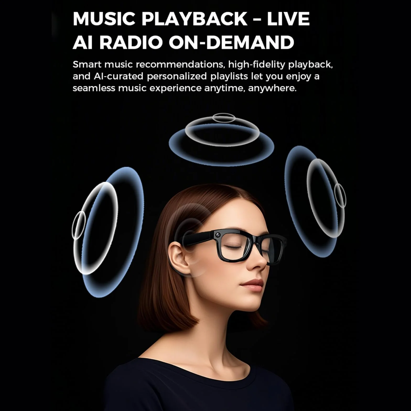 Inteligentne okulary AI z kamerą 500 W pikseli, ChatGPT, sterowaniem głosowym, Wi-Fi 4.0 + Bluetooth 5.3