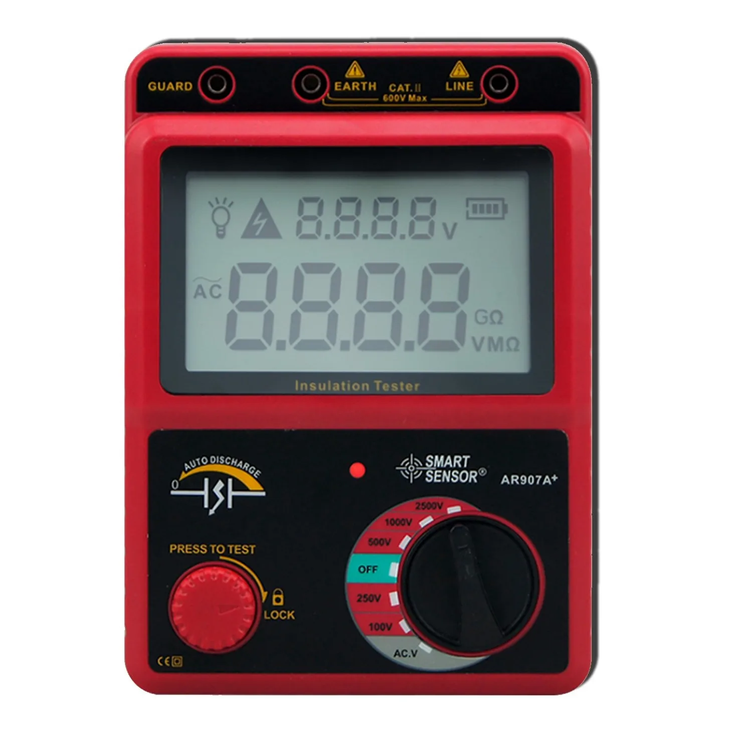 Przenośny cyfrowy o wysokiej precyzji 100~2500V cyfrowy tester odporności izolacji wysokiego napięcia Megohmetr AC/DC Tester napięcia Miernik OHM AR907A +