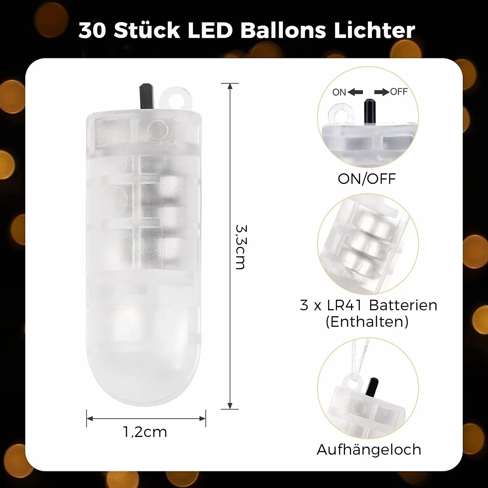 Koboko 30 sztuk mini diody LED do balonów, kolorowe mini światło LED, latarnie LED do balonów, świeczki LED do balonów, światło LED do balonów papierowych, światło LED do balonów na urodziny, wesele