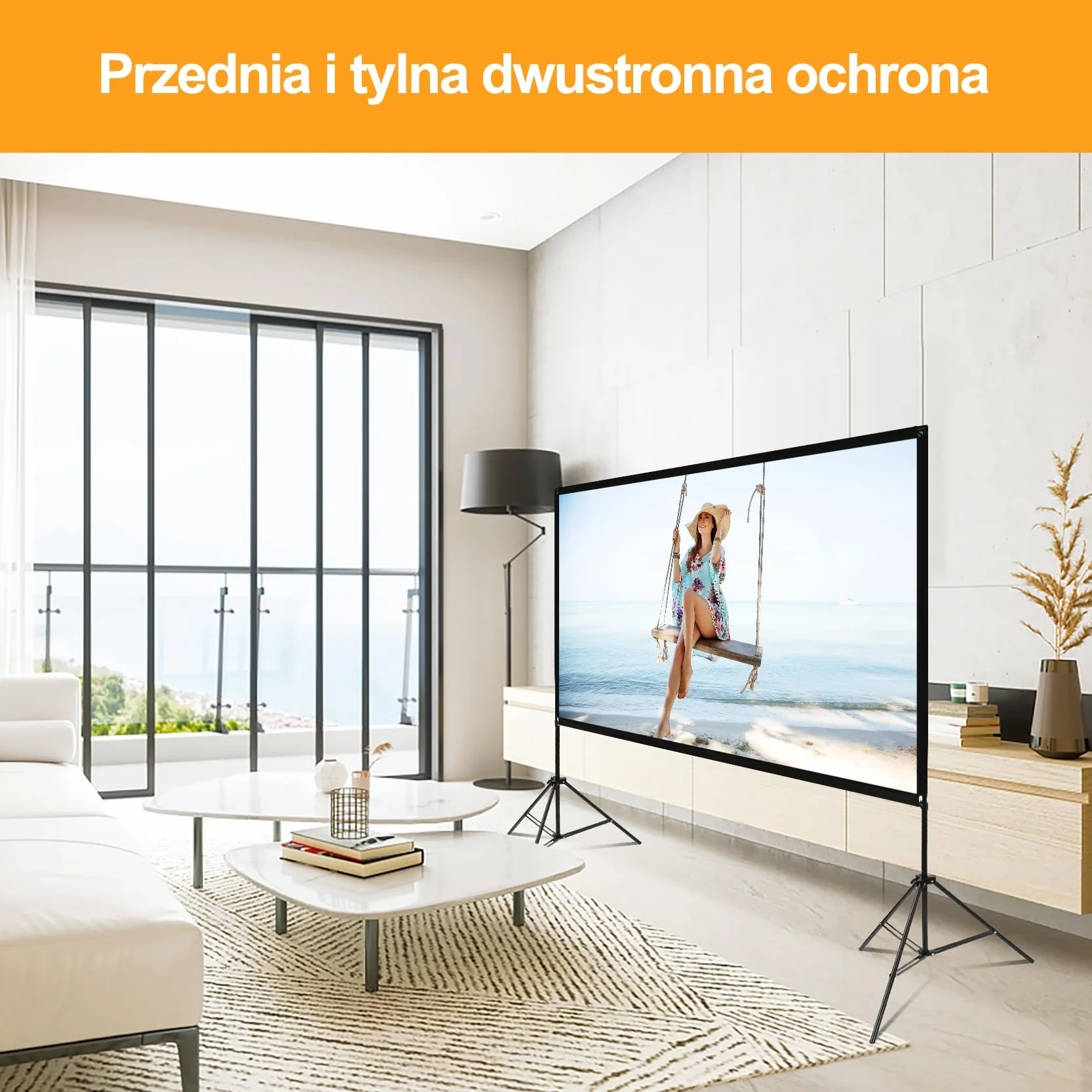 VISULAPEX 100" Ekran do wideoprojektora składany 4K HD 16:9 na stojaku z torbą