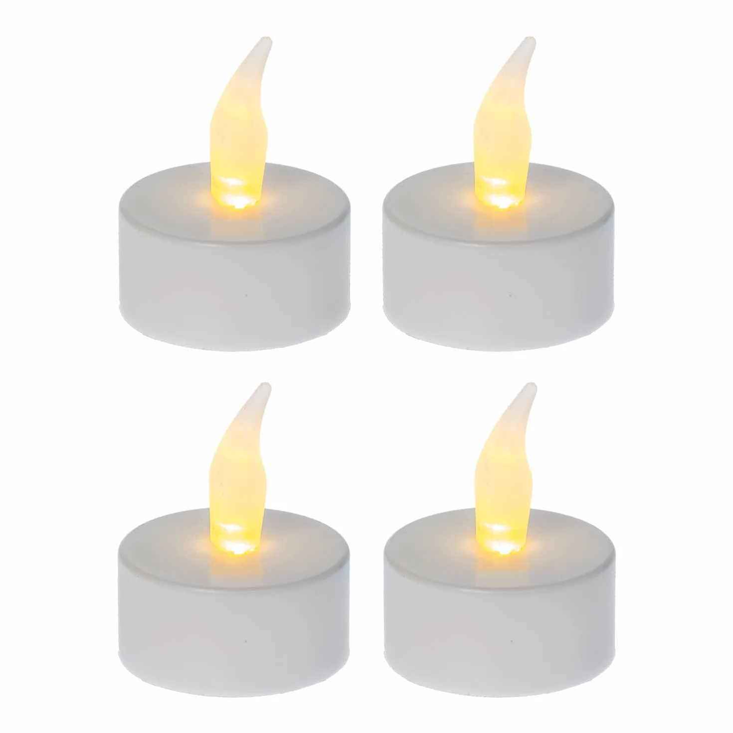 Idena 408998 - Podgrzewacze LED, 4 sztuki w kolorze ciepłej bieli, świece elektryczne z migoczącym światłem, z bateriami, dekoracja, dekoracja bożonarodzeniowa, wielkanocna